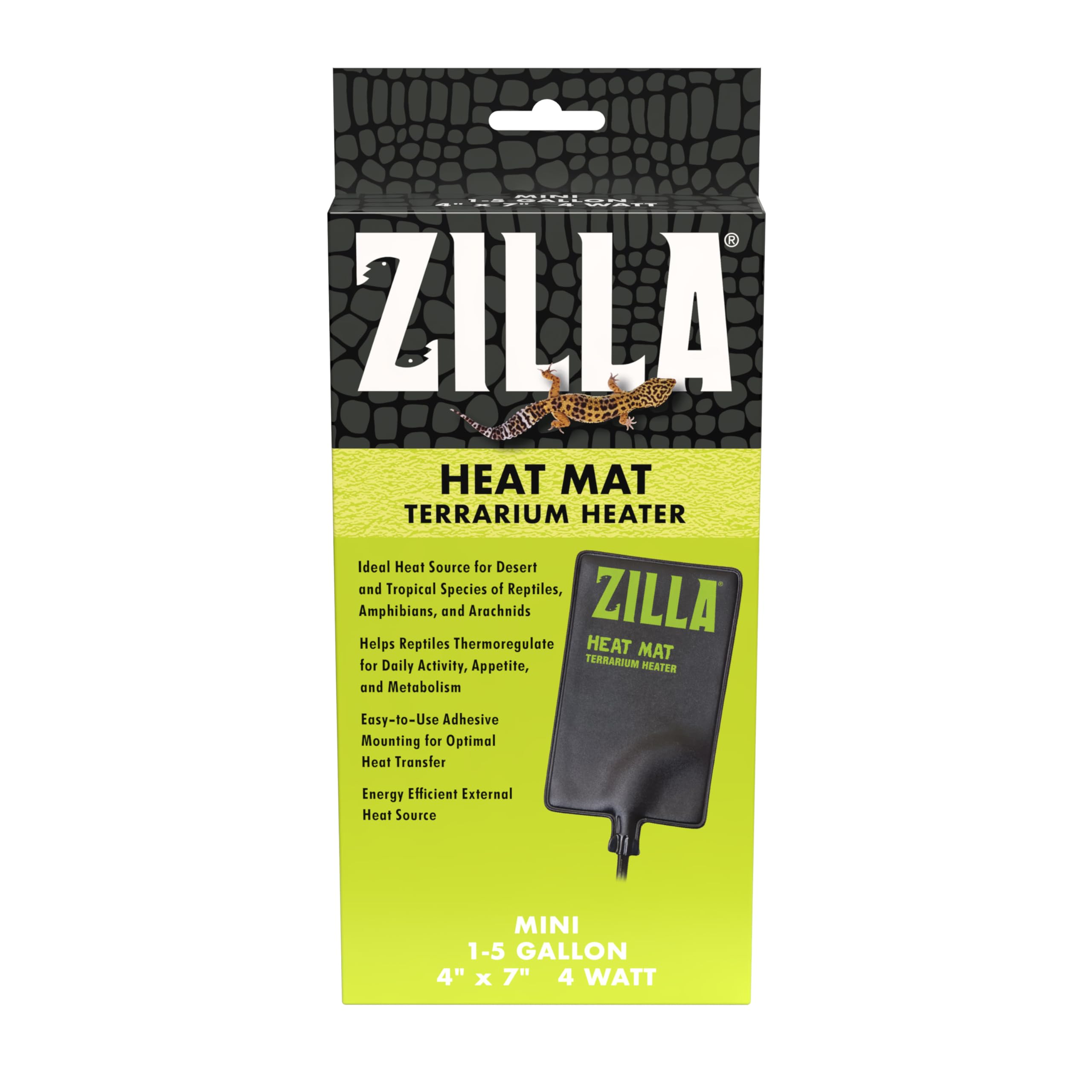 Zilla Terrarium Heat Mats Black Mini, 1-5 Gallon, 4 Watt
