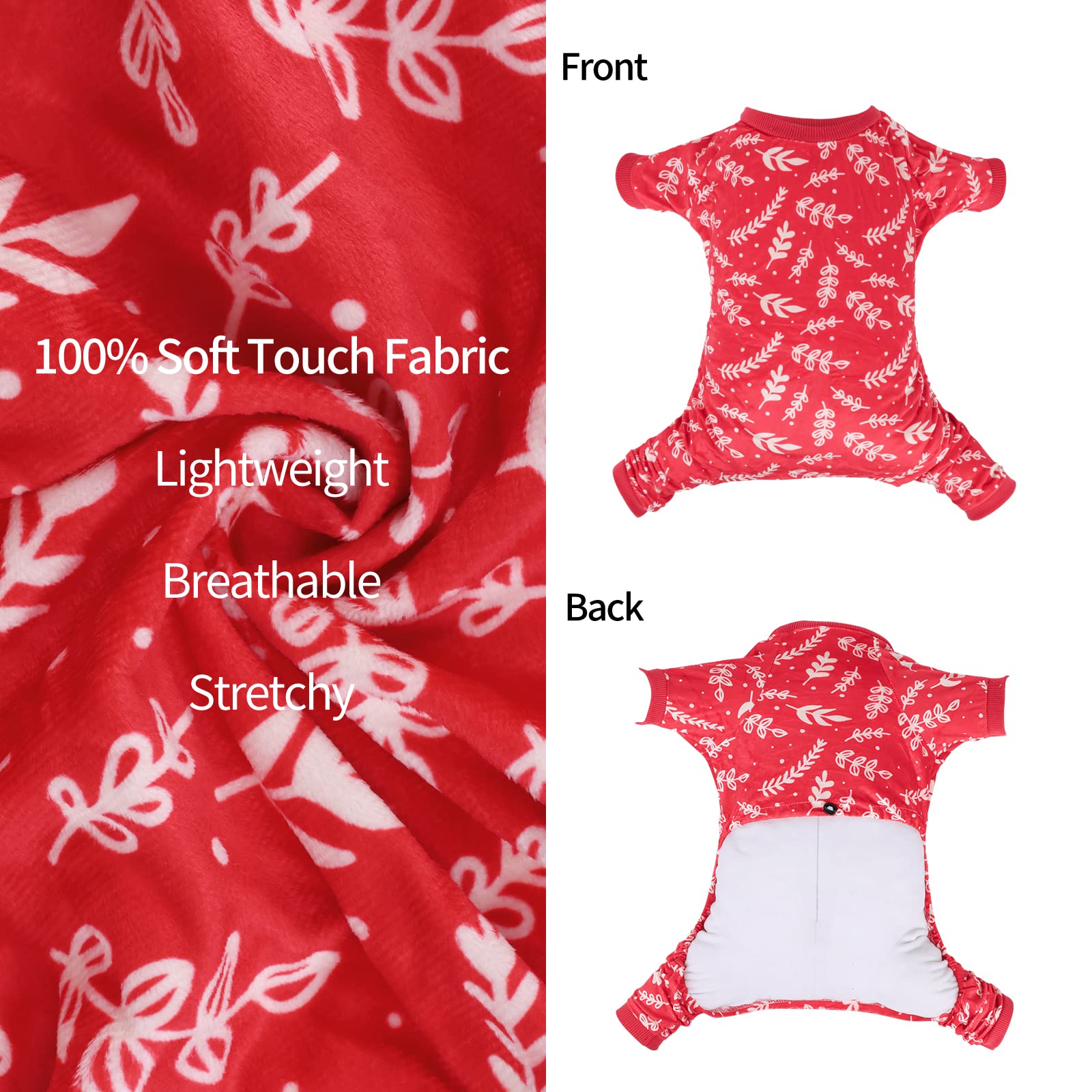 Cutebone Dog Pajamas Christmas Tree Branches Dog Apparel Dog Jumpsuit Pet Clothes Pajamas P18M