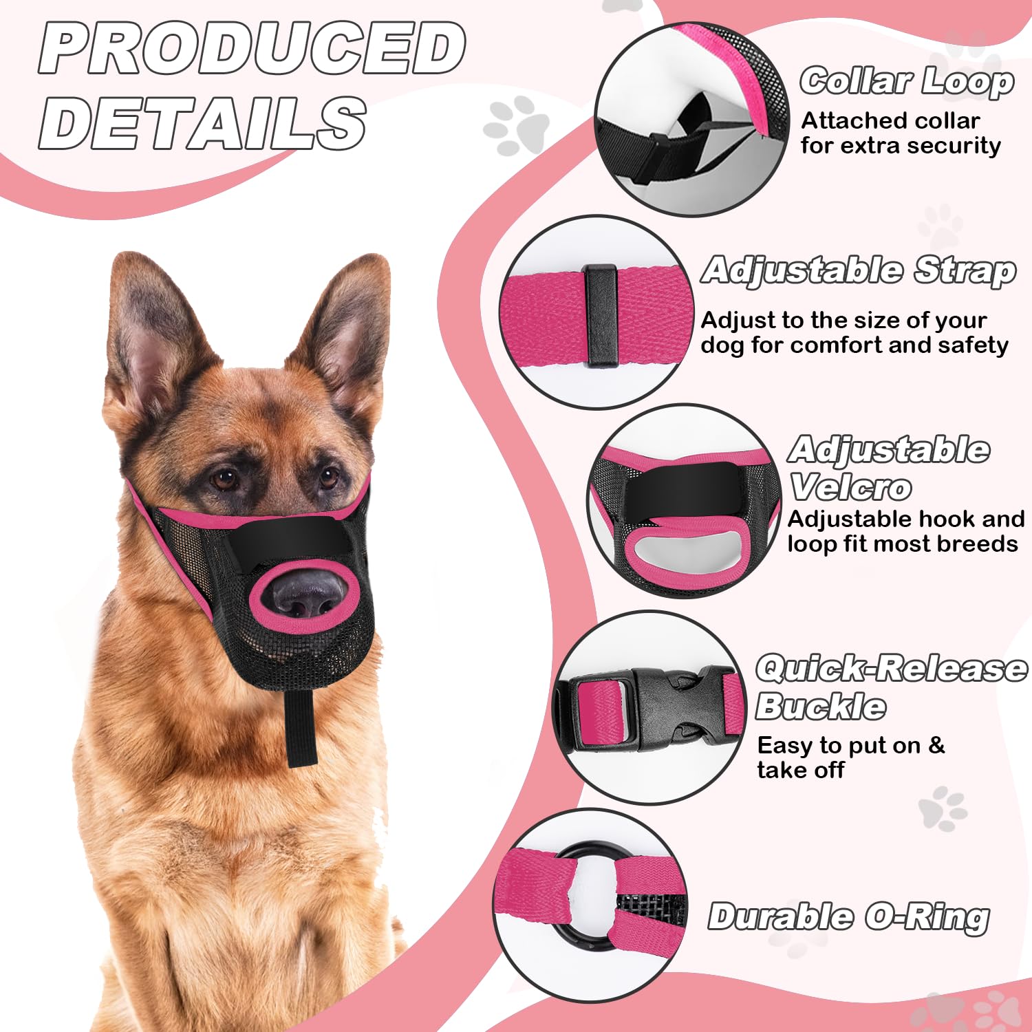 Dog Muzzle, Soft Air Mesh Muzzle for Small Medium Large Dogs Anti Biting Barking Chewing Scavenging, Breathable Adjustable Loop