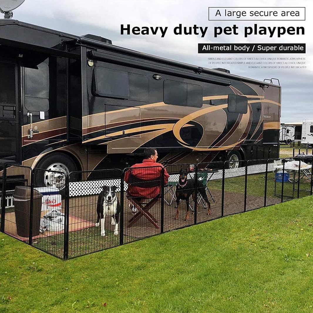 Bestpet Playpen Pet Dog Fence 16 Panels 40 Inch Height Metal Outdoor Exercise Pen With Doors For Large/Medium/Small Dogs, Puppy Playpen For Rv,Camping,Yard
