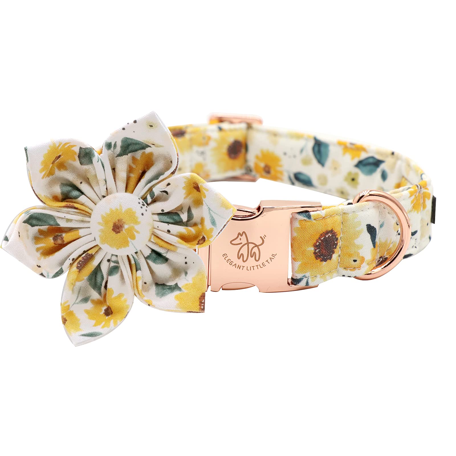 Elegant Little Tail Sunflower Girl Dog Collar For Female Dogs, Pet Collar Adjustable Dog Collars With Flower Gift For X-Large Dogs