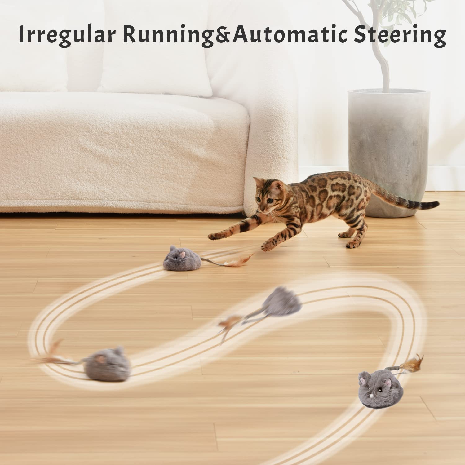 Pawthquake Automatic Cat Toy Cat Mouse Toy Moving Cat Toy With Furry Tail Boredom Busters Interactive Cat Toys For Indoor Cats H
