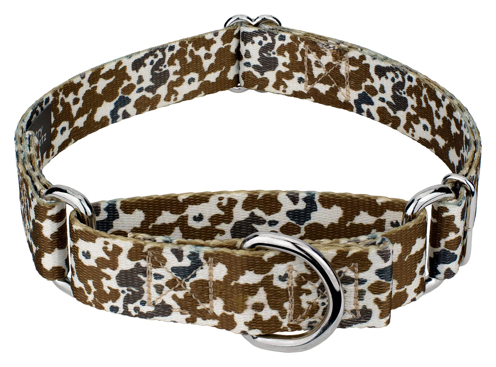 Country Brook Petz - Cow Print Martingale Dog Collar - Country And Western Collection Featuring Rustic Designs (1 Inch, Medium)