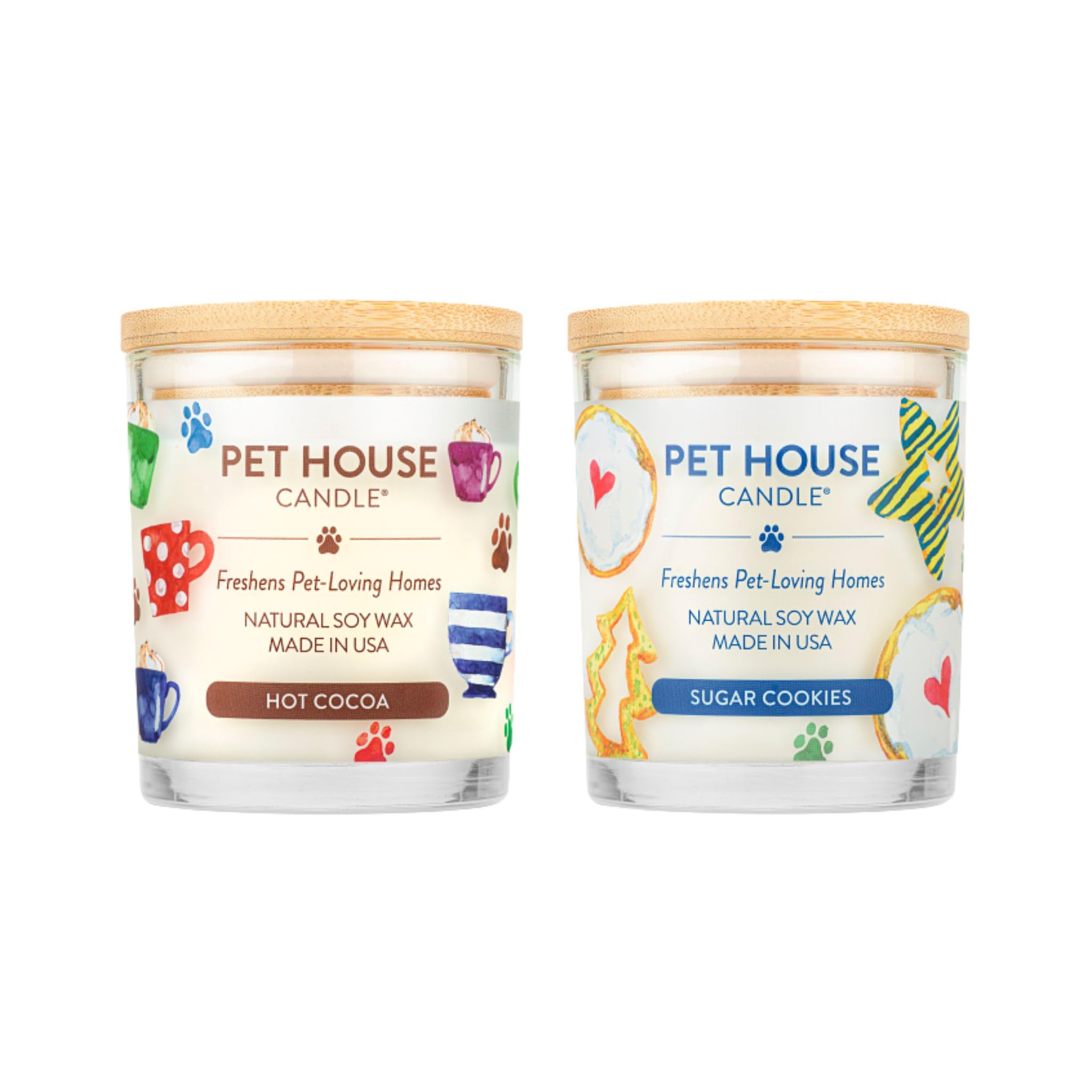 Pet House Candles Plant Based Pet Candle, Clean Burning, Long Lasting for Home, Hot Cocoa and Sugar Cookies