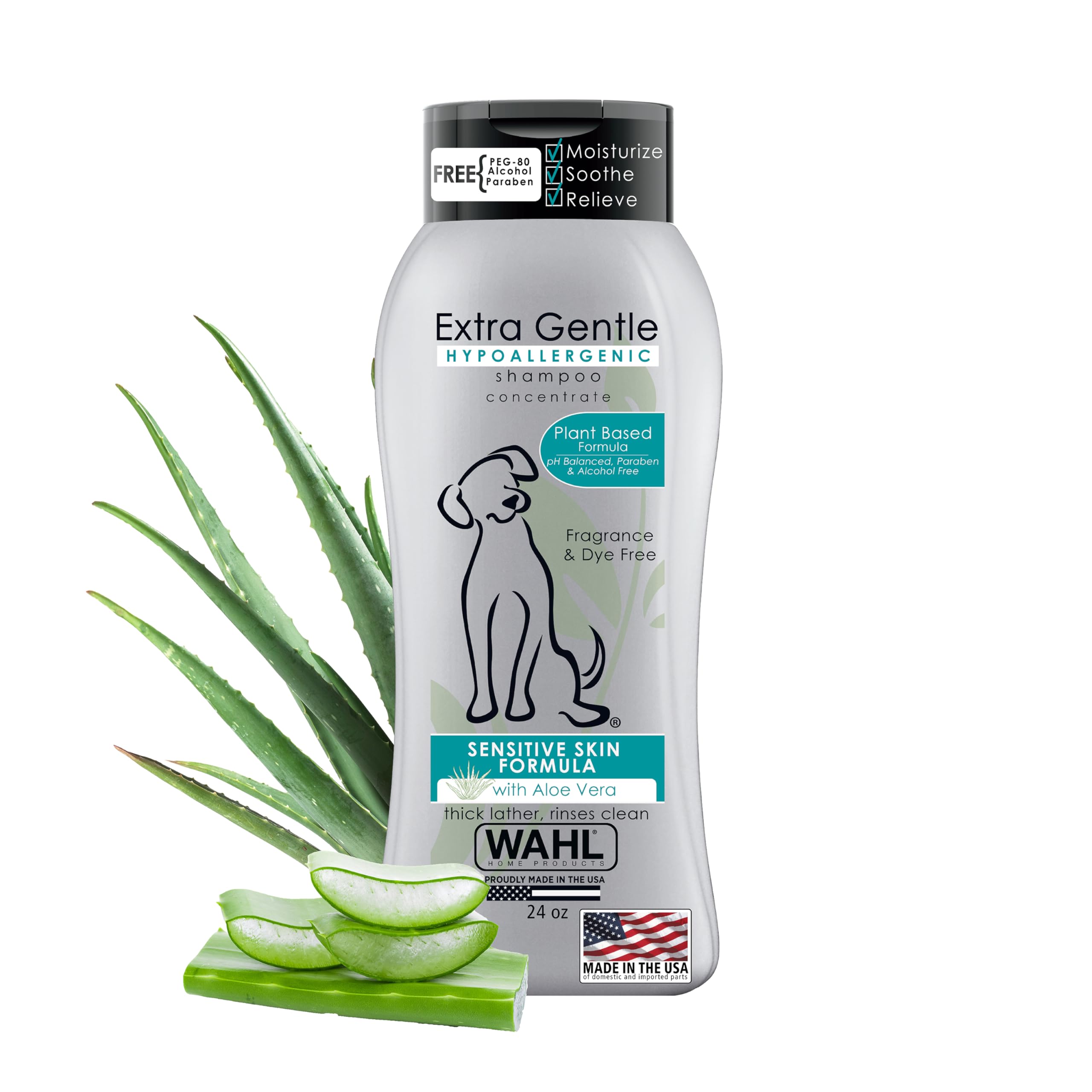 Wahl Usa Extra Gentle Hypoallergenic Dog Shampoo - Aloe Based For Sensitive Skin - Ph Balanced, Alcohol Free, Paraben Free, Peg-