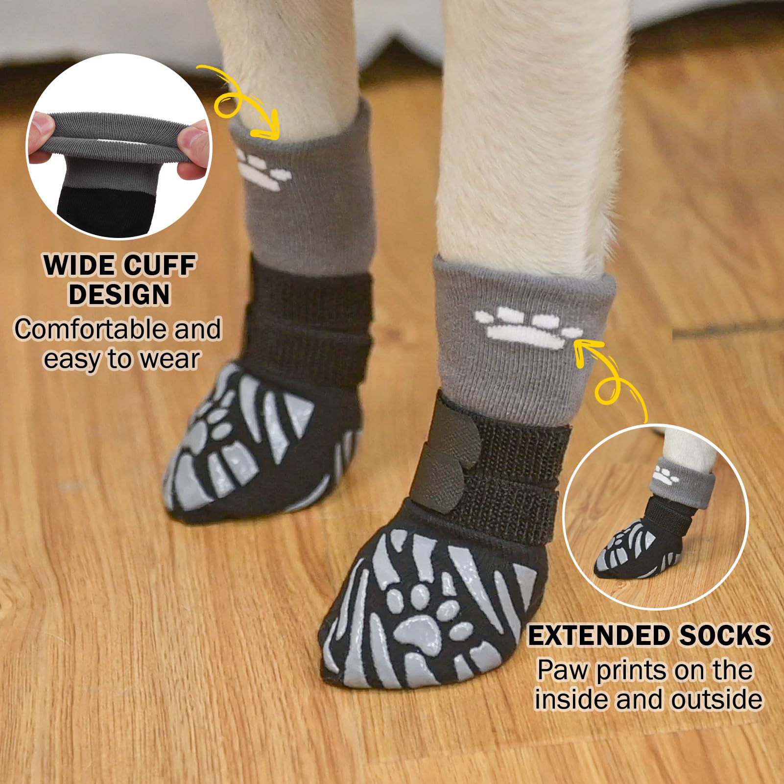 Scenereal Dog Socks To Prevent Licking Paws, Paw Protectors For Small Dogs, Black Xs