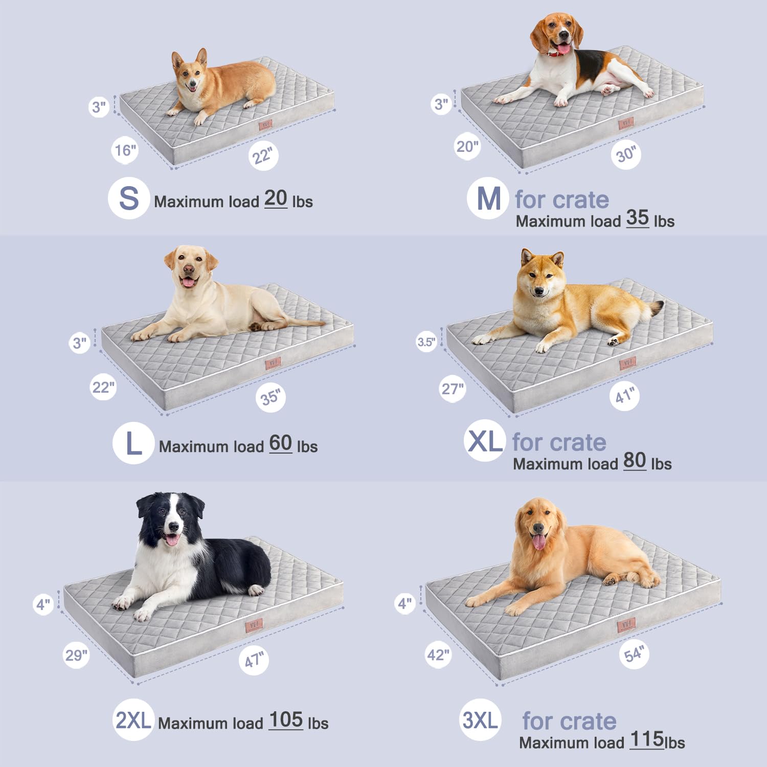 Western Home Wh Dog Bed For Crate, Orthopedic Dog Crate Bed Thick Bed For Large Dogs Washable Cover Waterproof Egg Foam Pet Bed
