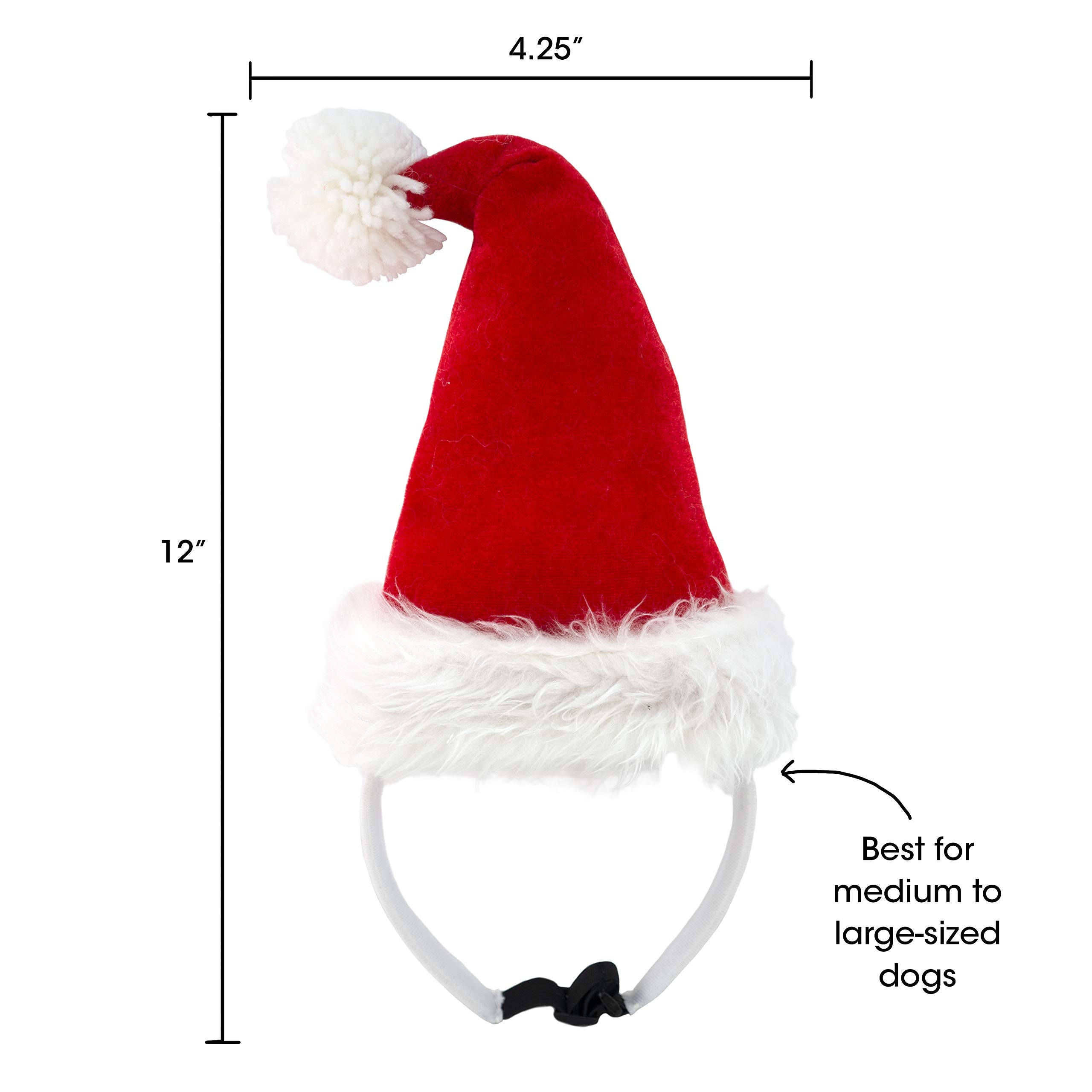 Companion Gear Pet Holiday Headbands, Holiday Santa Hat, Medium/Large Pet, Hat for Party Accessory