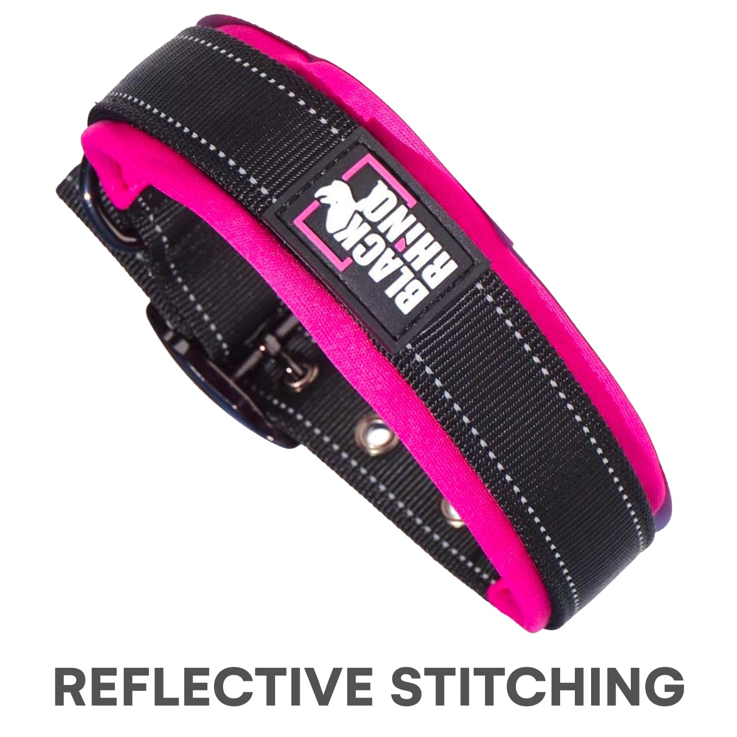 Black Rhino - The Comfort Collar Ultra Soft Neoprene Padded Dog Collar for All Breeds - Heavy Duty Adjustable Reflective Weather