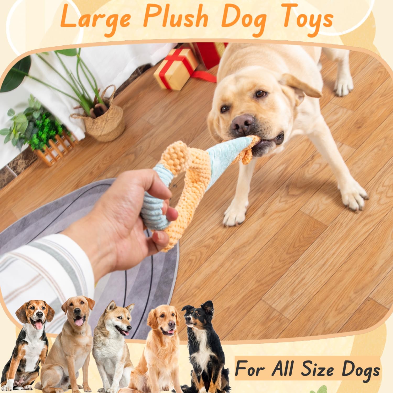 BIKIISEN Interactive Dog Toys for Boredom, Plush Crinkle Squeaky Dog Toys, Tug of War Dog Toys, Dog Chew Toys, Dog Puzzle Toys f