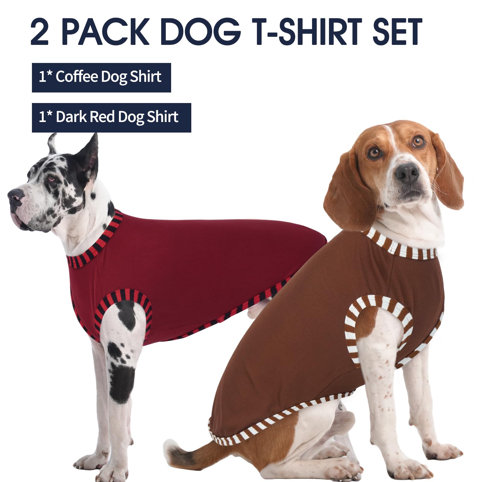 Iecoii 2 Pack Summer Dog Clothes For Large Dogs,Breathable Stretchy Pet T-Shirts Lightweight Tank Top Sleeveless Vest For Outdoo