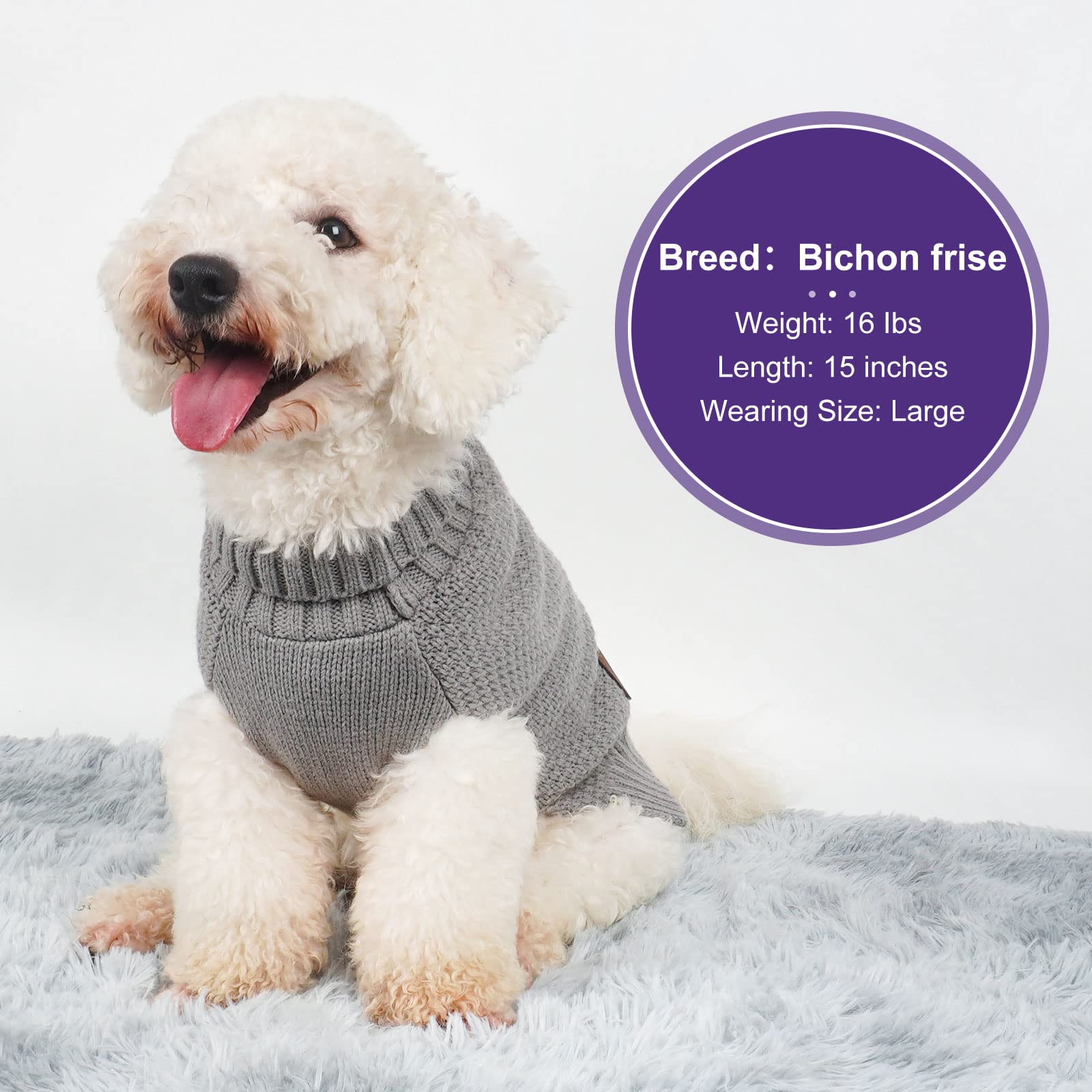 Cyeollo Dog Sweater Turtleneck Knitted Sweaters With Leash Hole Soft Knitwear Warm Dog Clothes For Medium Dogs