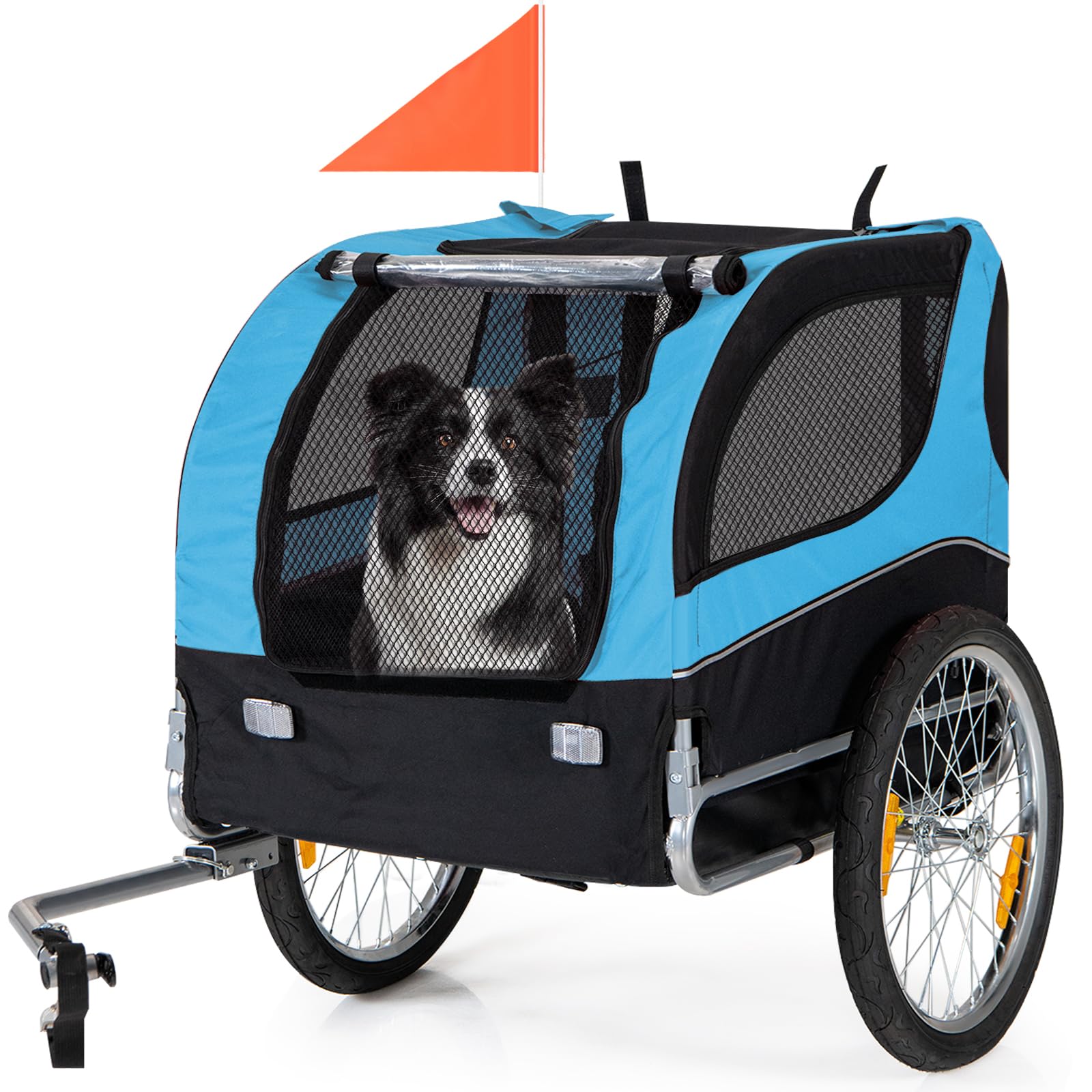 Large Dog Bike Trailer - Happaws Pet Trailer For Bicycle, Dog Carrier Pet Wagon Cargo Cycle Trailers W/ 3 Doors, Aluminum Wheels