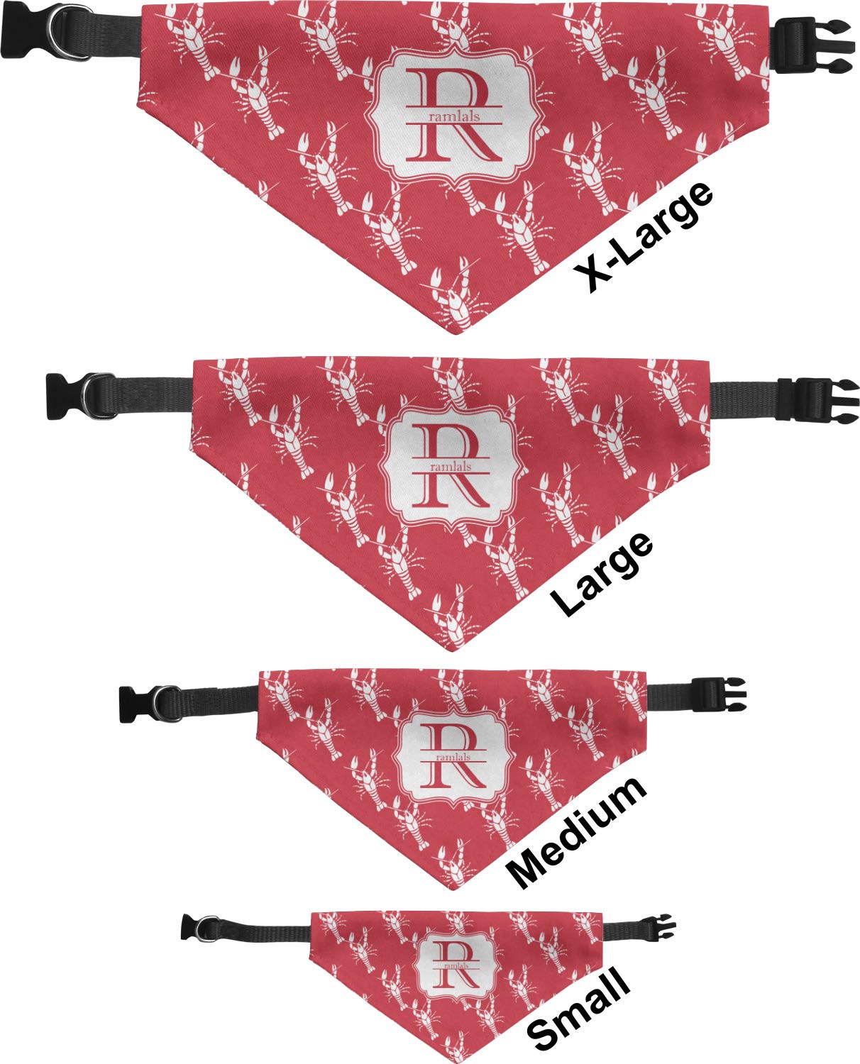 Rnk Shops Personalized Crawfish Dog Bandana - Large