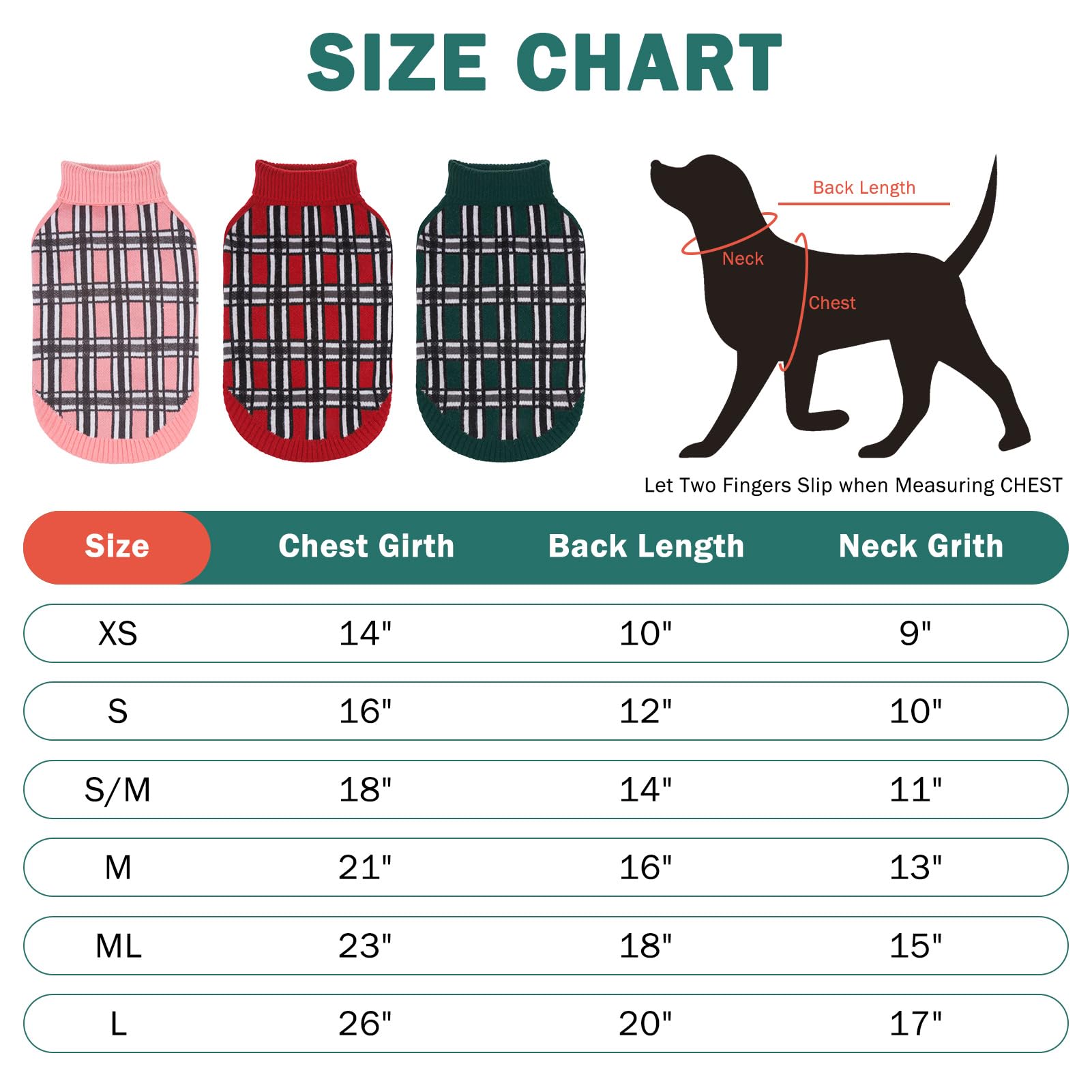 Scenereal Cozy Plaid Medium/Large Dog Sweater, Pullover Cable Knitwear Dog Sweatershirt For Dogs Boy&Girl In Winter, Turtleneck