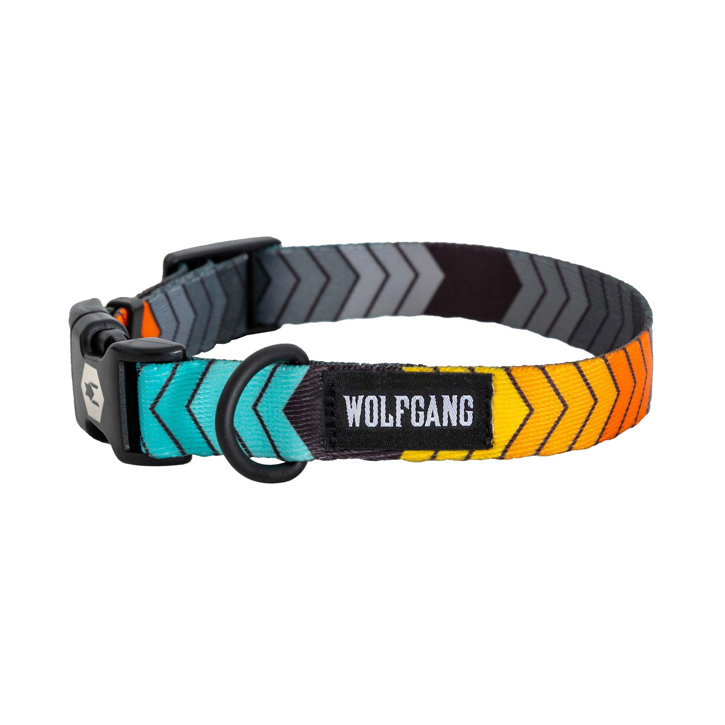 Wolfgang Heavy Duty, Adjustable Dog Collar with Quick Release Nylon Buckle for Walking & Training, ChevTech Print, Medium