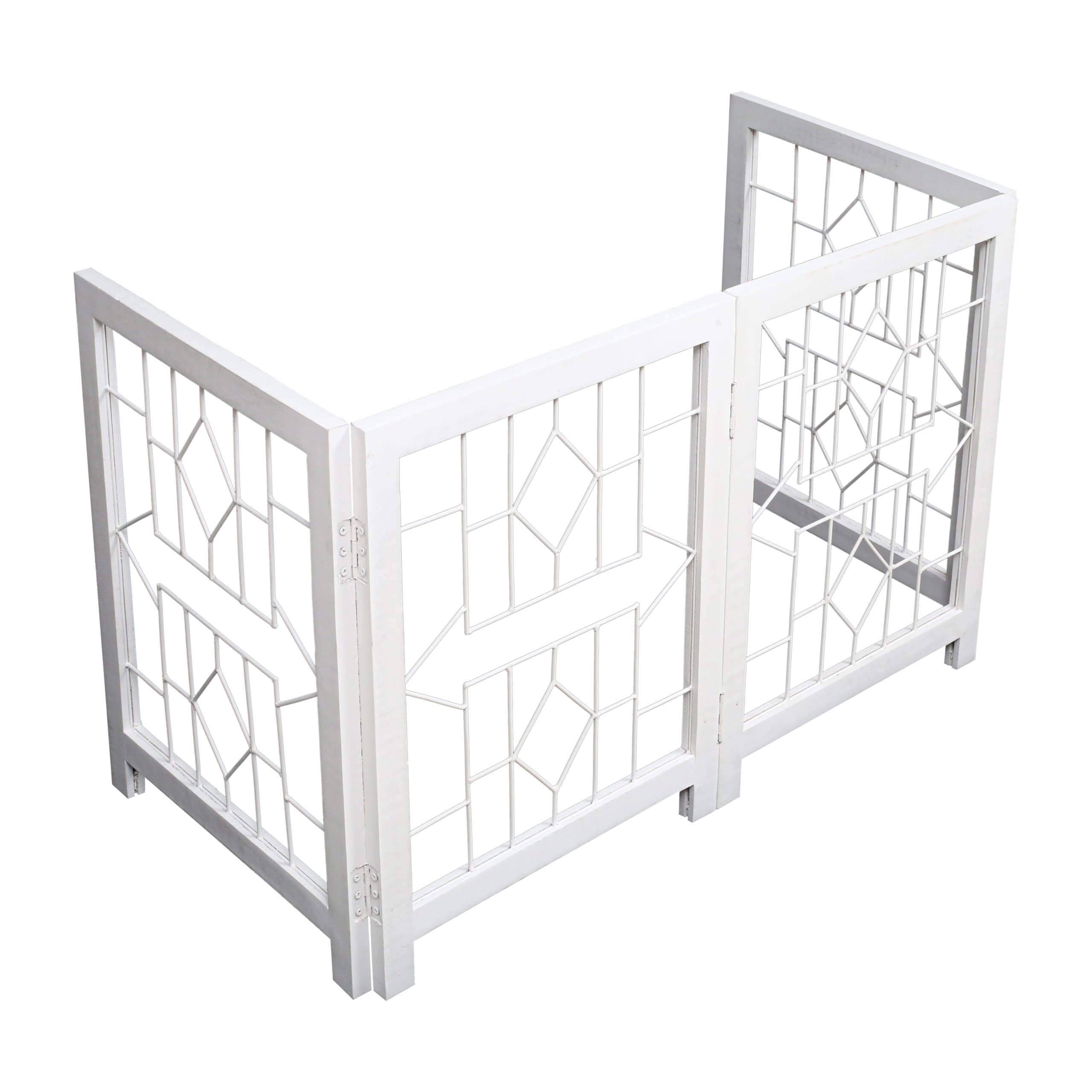 Foldable Freestanding Wooden Dog Gate - 72 Wide, 4 Panels (18 Each), Indoor Pet Gate For Doorways, Stairs & Home - White