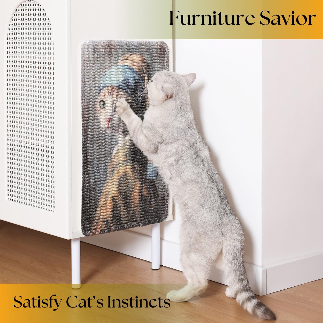 Furrther Sisal Cat Scratcher Post Mat - 21.7x13 Inches, Multi-Color, Shedding-Resistant Surface, Model CS-ASM-Mona-Roll-001