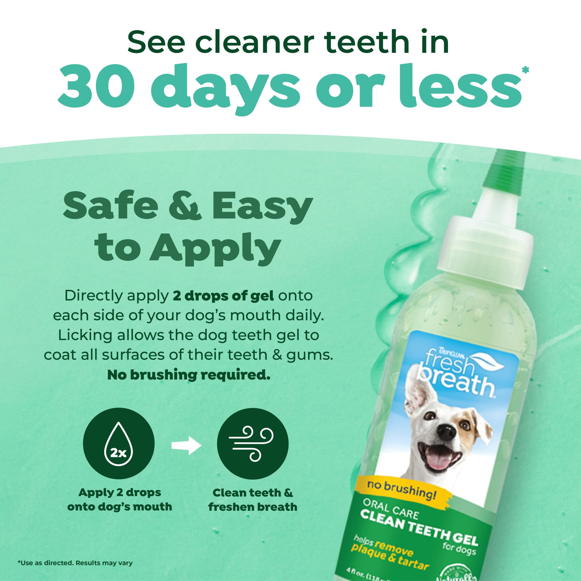 TropiClean Fresh Breath No Brushing Clean Teeth Dental & Oral Care Gel for Dogs, 4oz - 3 Pack