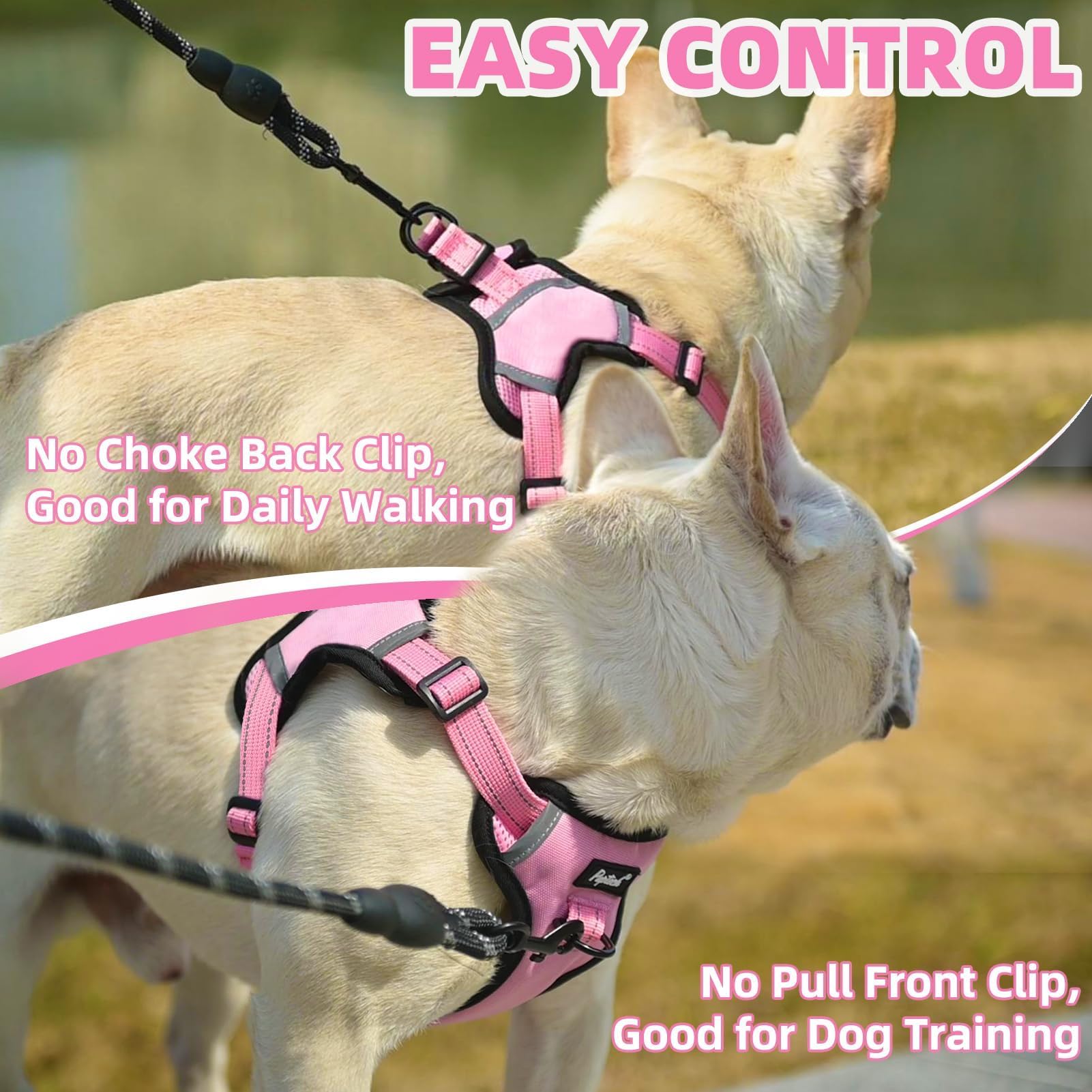Pupteck No Pull Dog Harness Small Sized Dog, Adjustable Reflective Escape Proof Easy Control, Comfortable Soft Padded Step In Pe