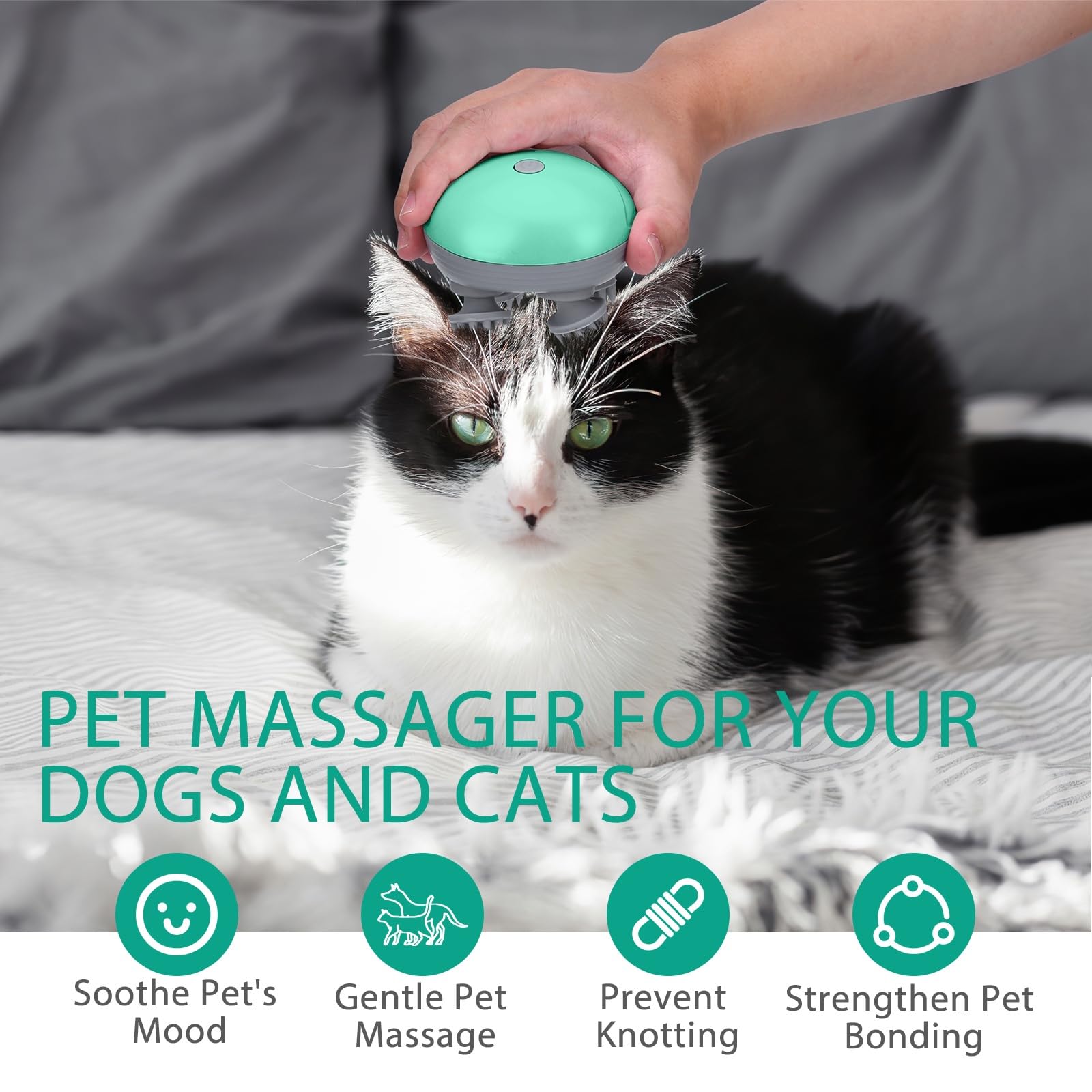 Oria Electric Pet Massager, Handheld Dog And Cat Massage, Waterproof Pet Bath Brush, Electric Head Massager, With 3 Modes, 4 Det