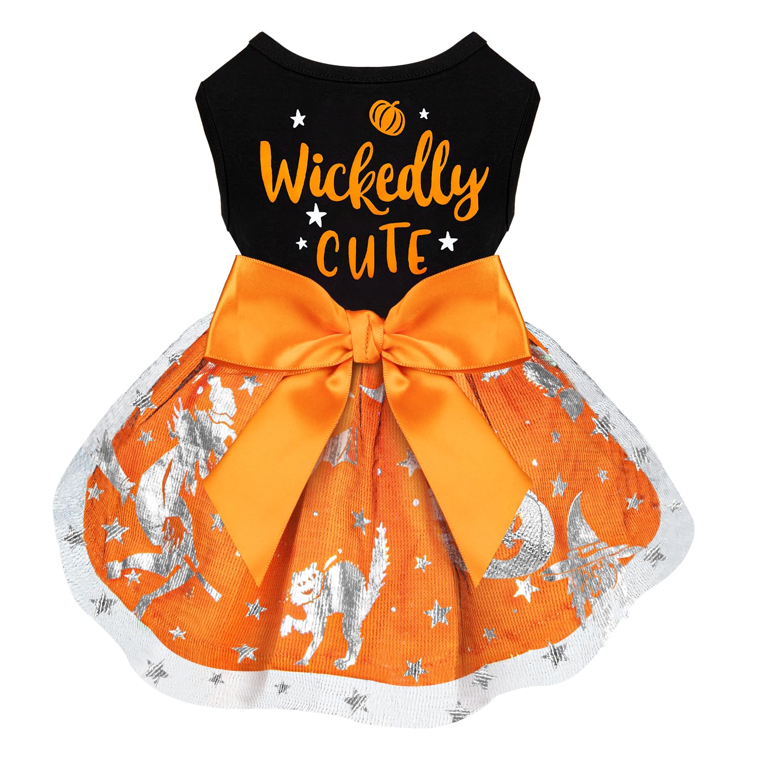 Wickedly Cute Dog Dresses - Halloween & Christmas Pumpkin Witch Bat Costume For Small & Large Dogs (Xx-Small, Wickedly Cute)