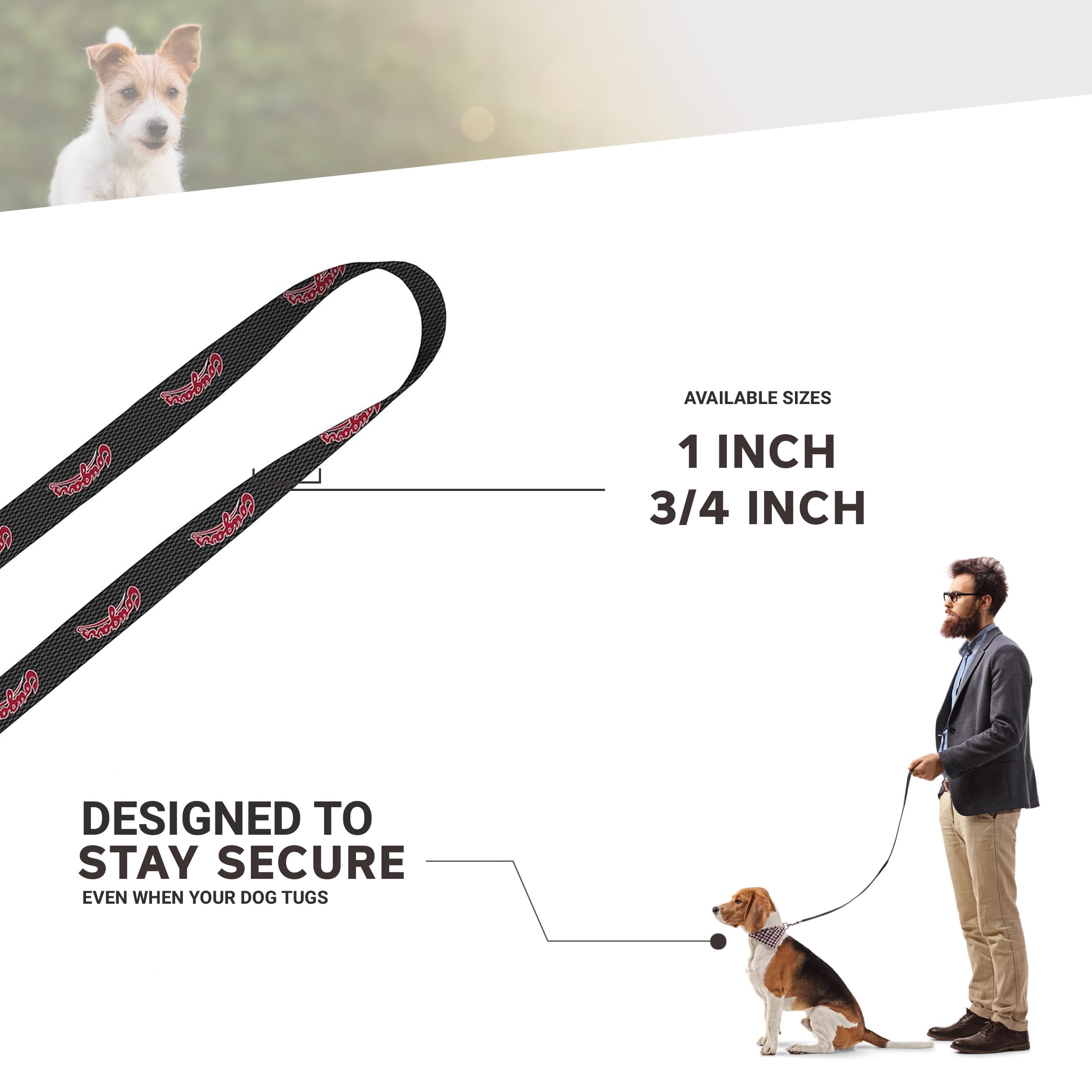 Moose Pet Wear Dog Leash - Washington State University Cougars Pet Leash, 3/4 Inch Wide X 6 Feet Long, Cougars On Carbon Fiber