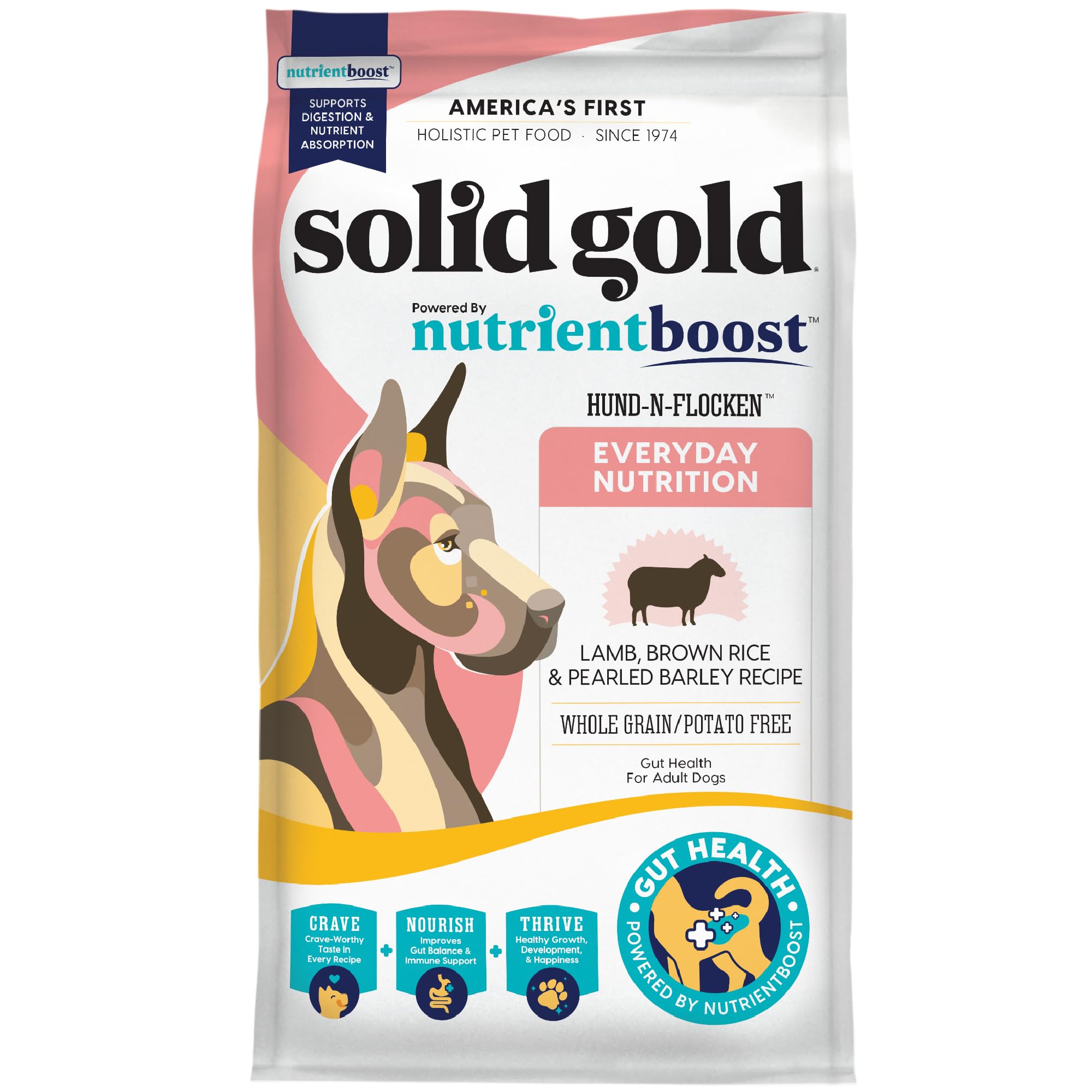 Solid Gold Lamb Dog Food Dry for Adult & Senior Dogs- High Protein Healthy Dog Kibble for Medium & Large Breeds - Whole Grain, O