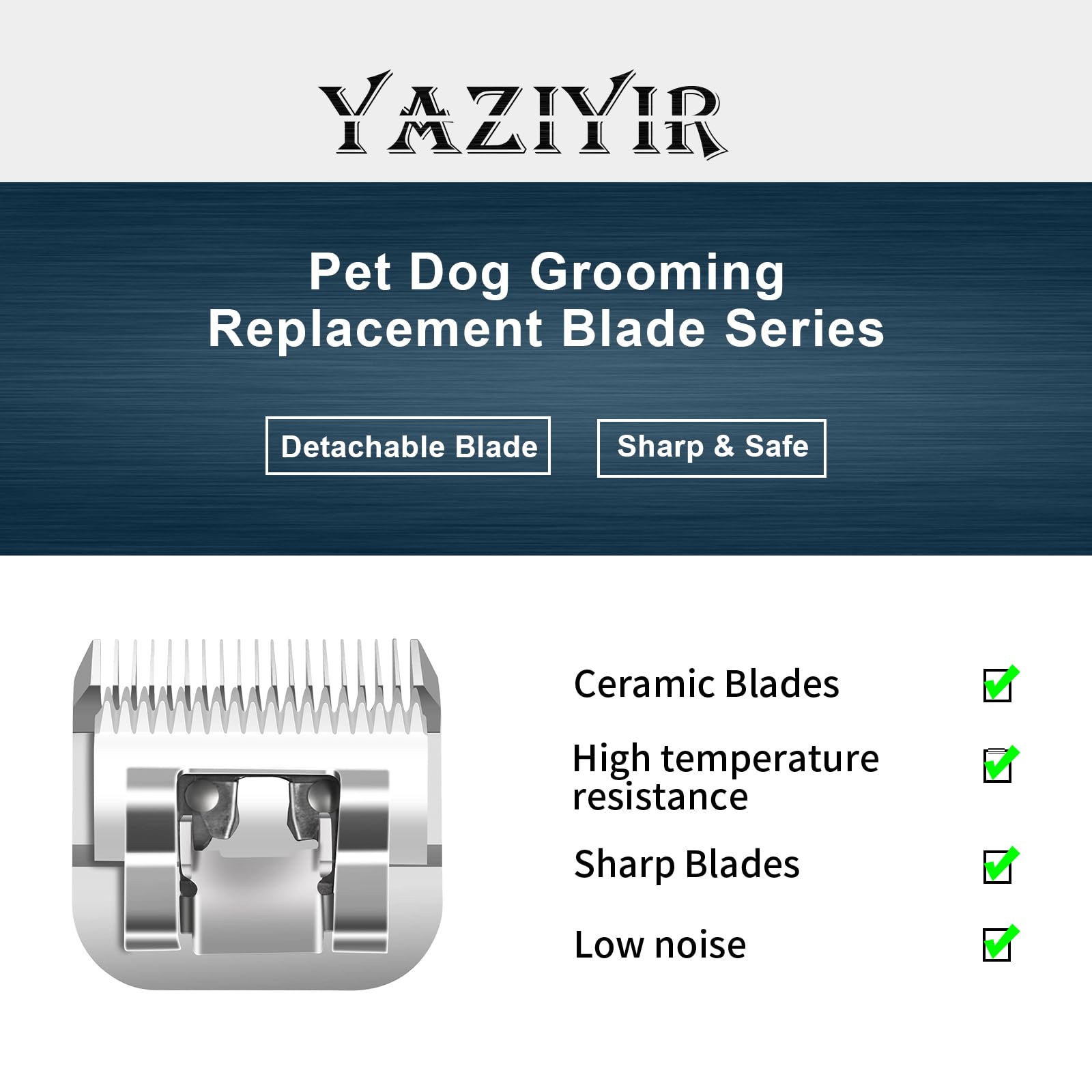 YAZIYIR Pet Dog Grooming Detachable Ceramic Blades Kit,Compatible with Andis,Oster A5,Wahl KM10 Clippers,Cut Length 1/8''(3.2mm)