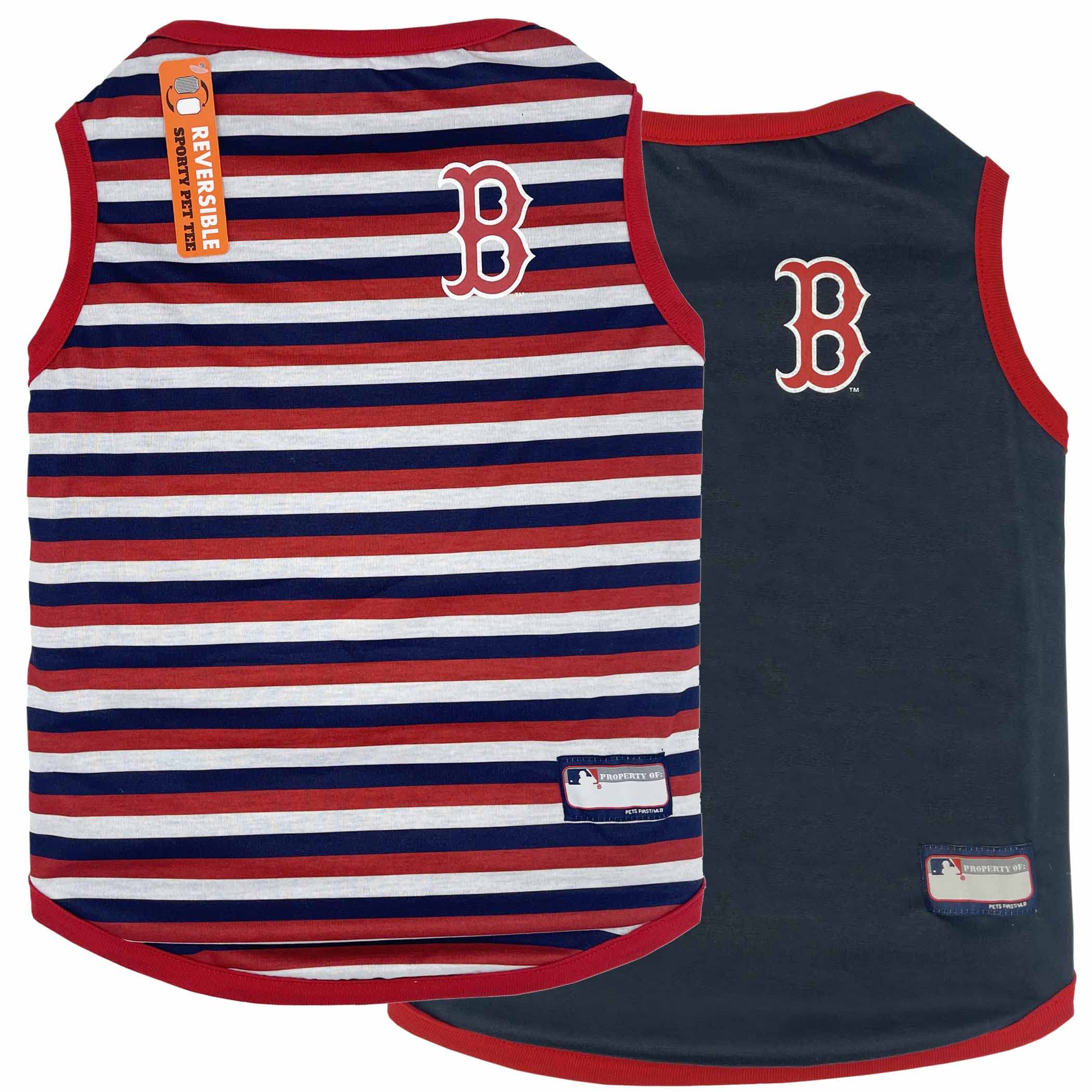 Pets First Mlb Boston Red Sox Reversible T-Shirt, Medium For Dogs & Cats. A Pet Shirt With The Team Logo That Comes With 2 Desig