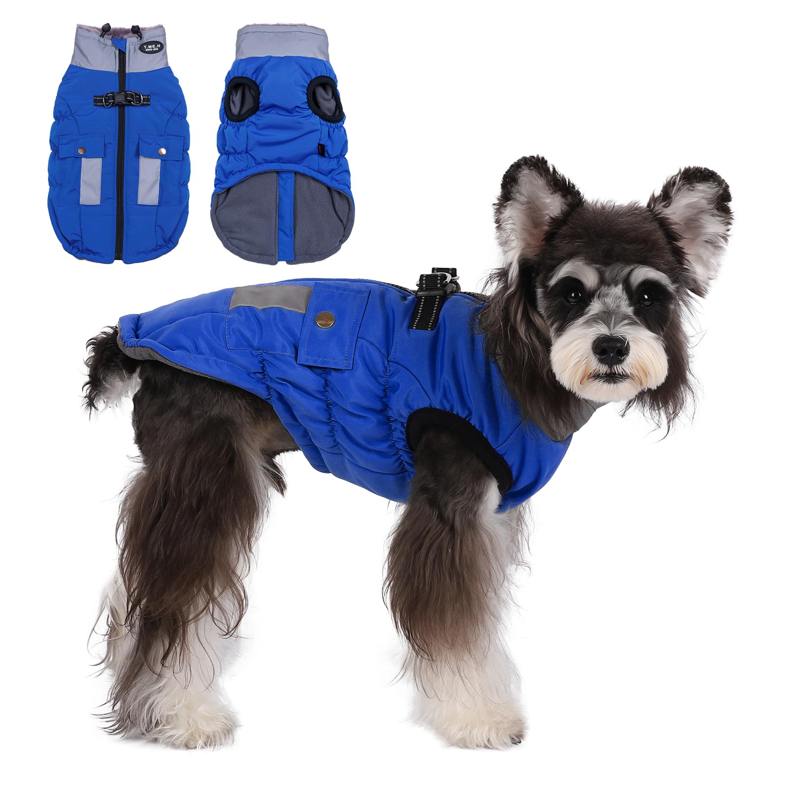 Gyuzh Dog Coat - Adjustable Reflective Winter Jacket With Pockets, Faux Fur Collar - Waterproof For Small, Medium & Large Dogs (