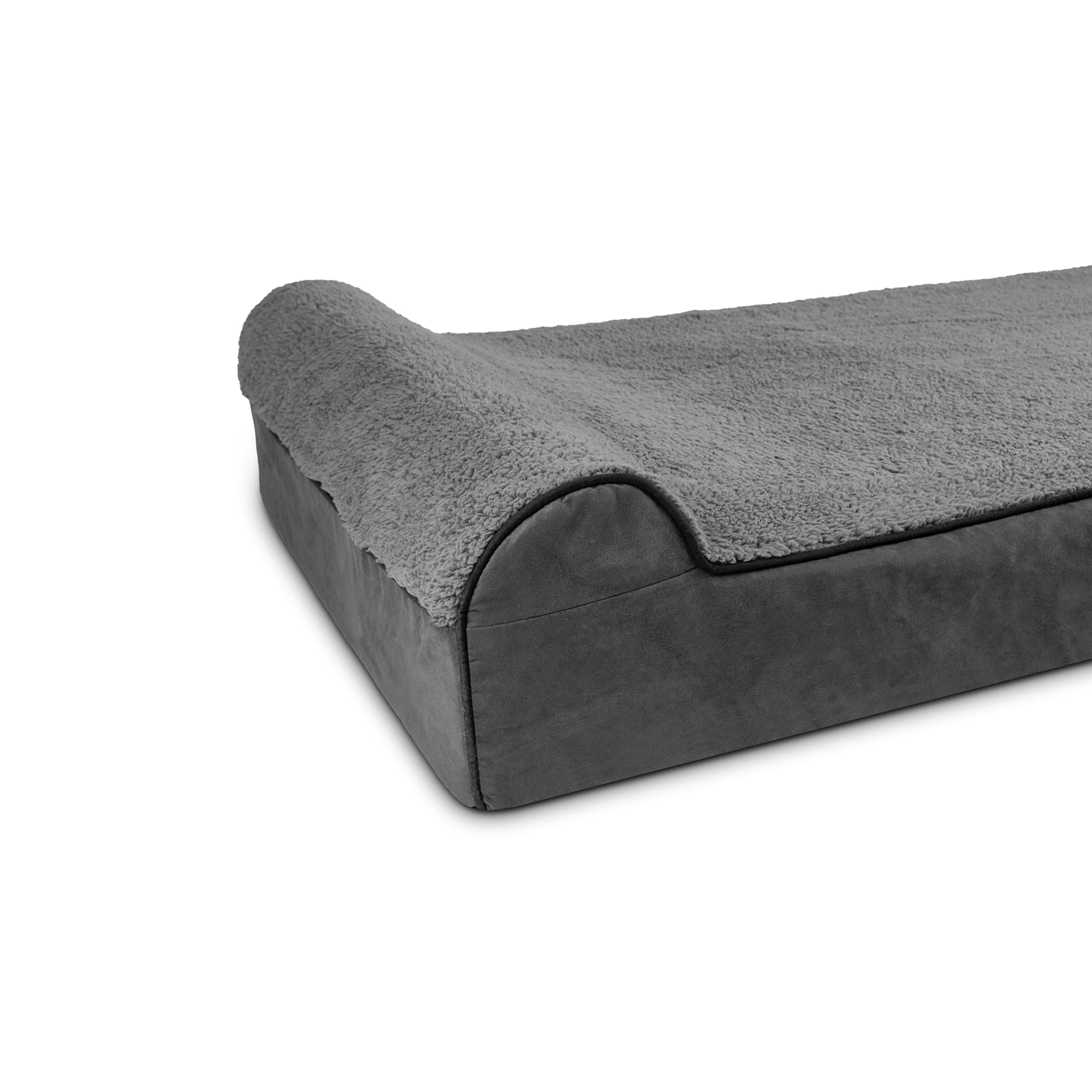The Dog's Balls Orthopedic Dog Bed XXL Grey Plush, Memory Foam, Pain Relief, Waterproof Washable Cover