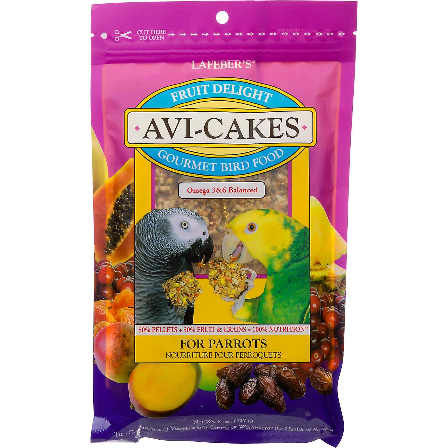 LAFEBERS Fruit Delight Avi-Cakes Pet Bird Food, Made with Non-GMO and Human-Grade Ingredients, for Parrots (8 oz Pack of 1)