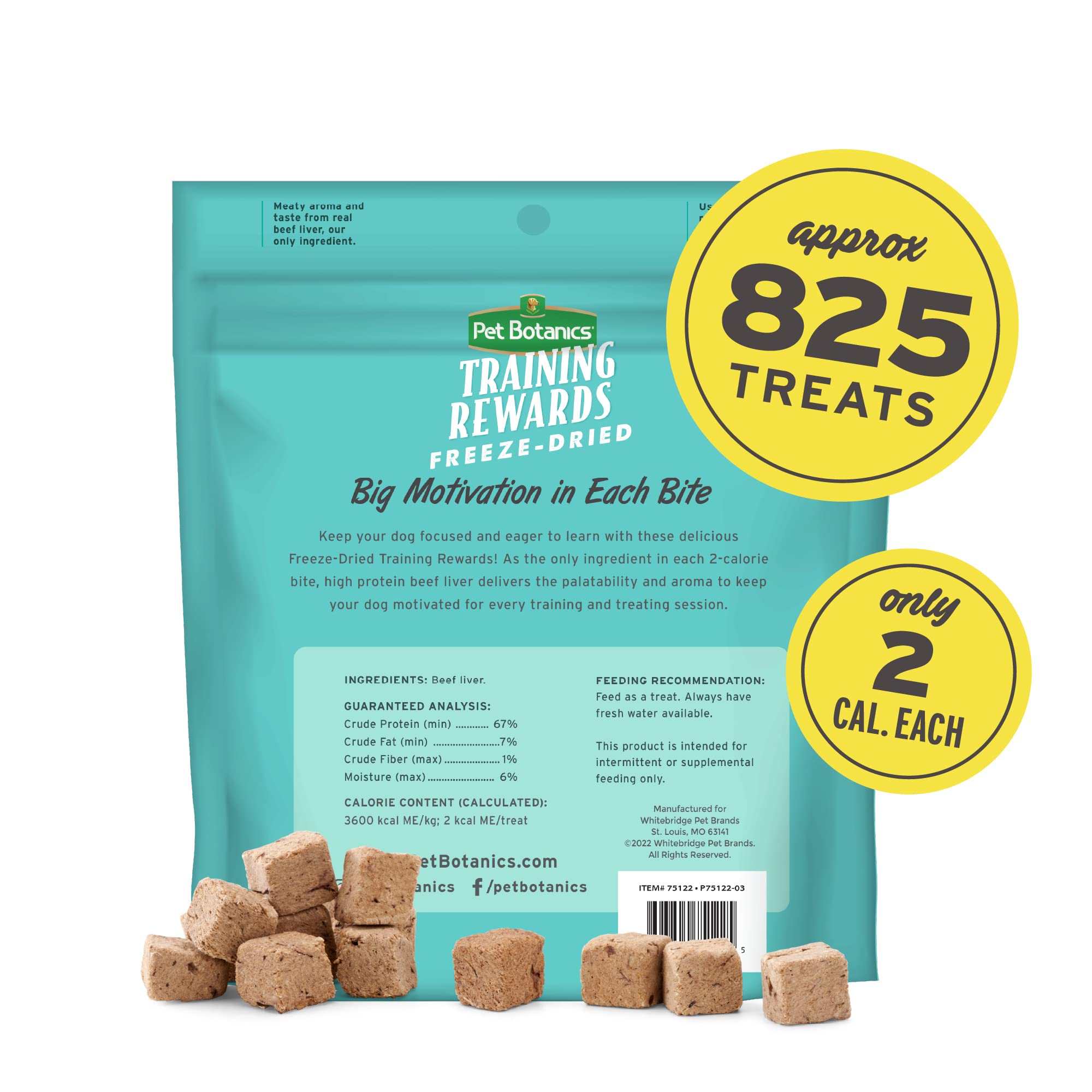 Pet Botanics 16 oz. Pouch Training Reward Freeze Dried, Beef Liver Flavor, with 825 Treats Per Bag, The Choice of Top Trainers