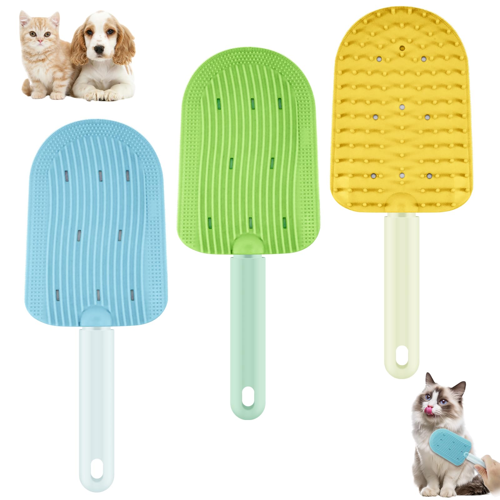 Denwwico 3 Pcs Cat Tongue Comb,2025 Silicone Cat Brushs For Indoor Cats For Long Haired Cats, Cat Grooming Brush Dematting Comb 