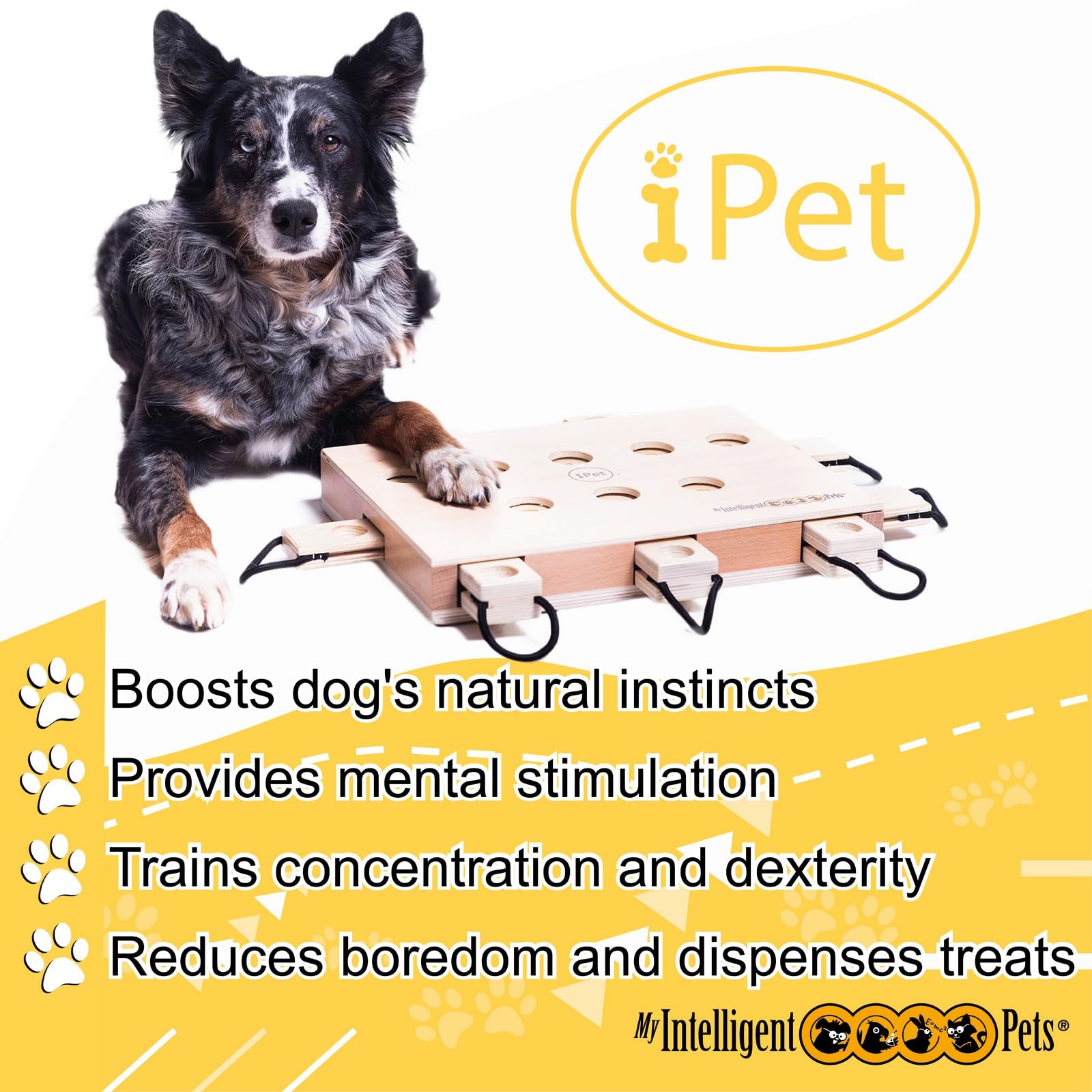 My Intelligent Dogs iPET-Smart Dog - Interactive Wooden Puzzle Toy, Fun and Challenging Brain Game for Smart Dogs, Mental Stimul