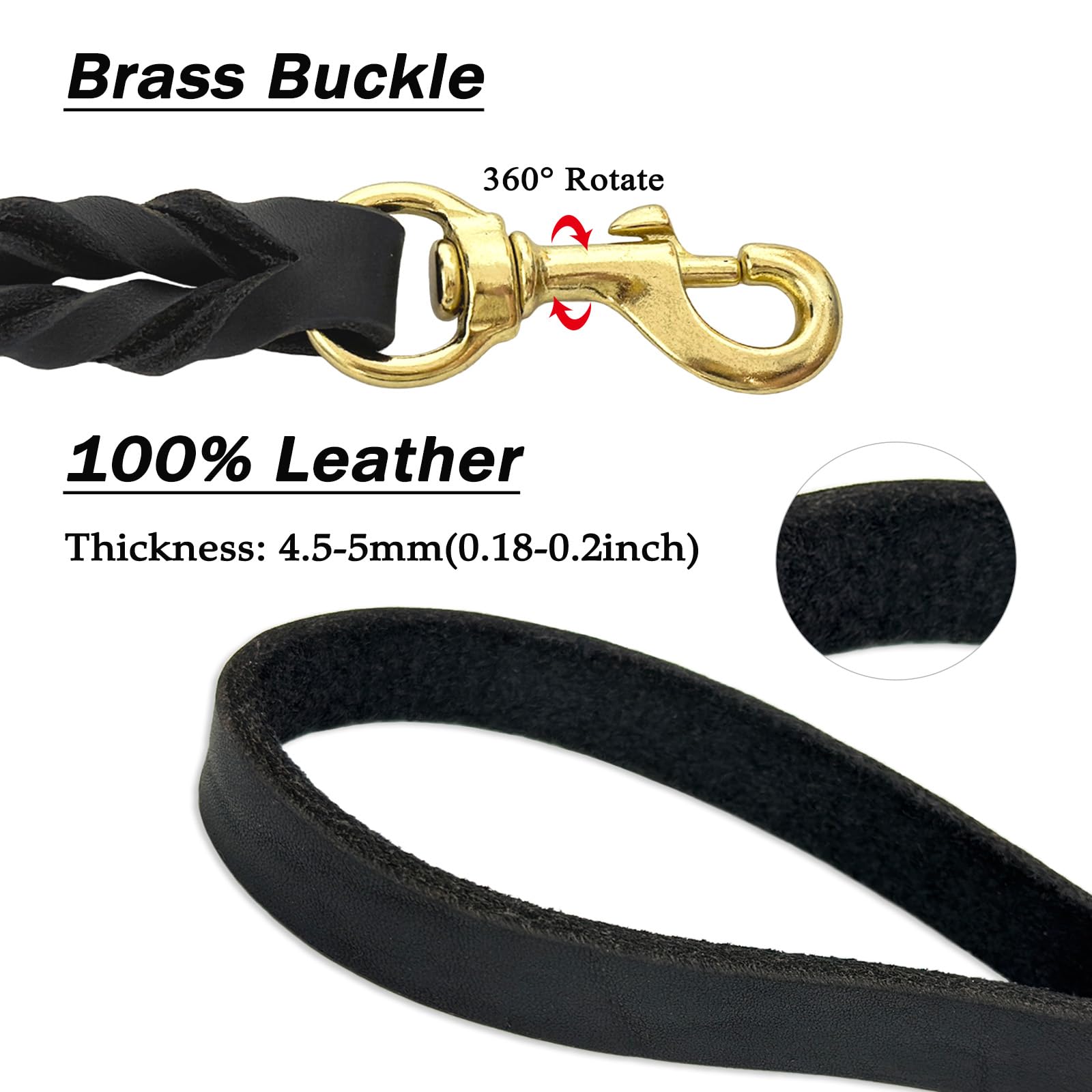 Guiding Star Leather Dog Leash 6ft, Dog Leashes for Large Dogs Heavy Duty, Soft Durable Braided Handmade Leather Training Leash