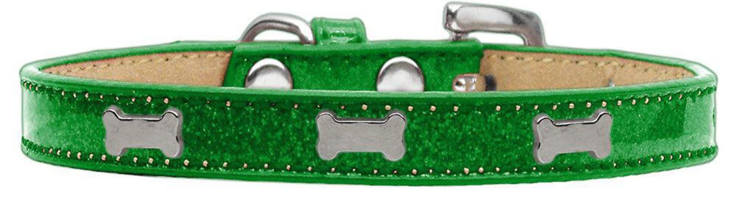Mirage Pet Products Bone Widget Dog Collar, Size 14, Orange/Silver