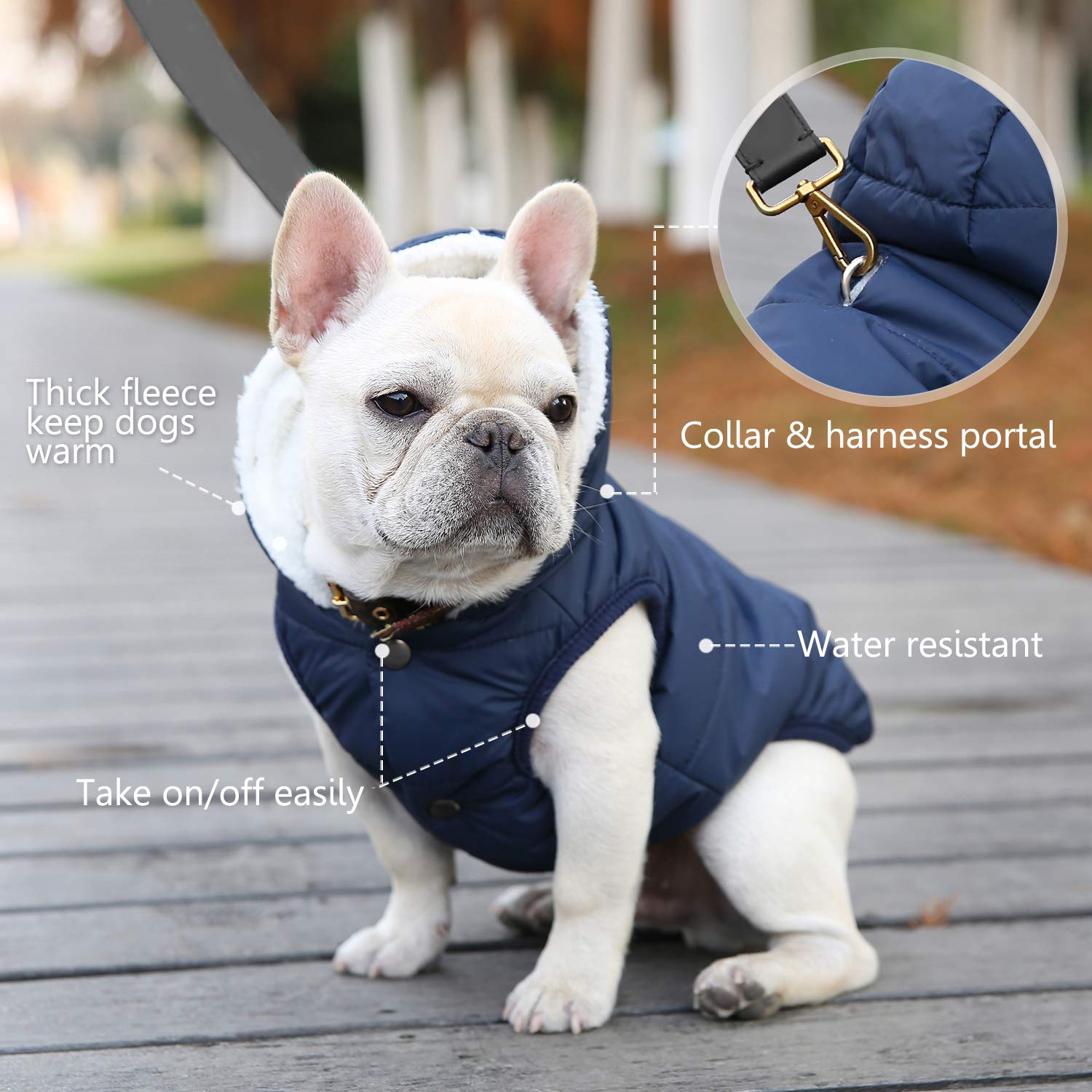 Fleece Hoodie, Windproof Waterproof Coat, Winter Warm Jacket For Dogs - Cold Weather Pet Apparel Clothes Vest For Small Medium L