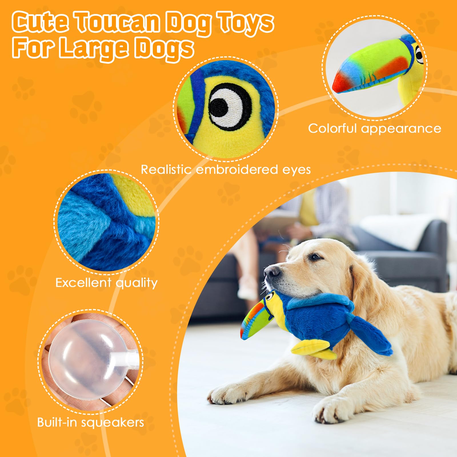 Wowbala Large Squeaky Dog Toys: Big Plush Dog Chew Toys For Small, Medium, Large Dogs-Puppy Toys To Keep Them Busy
