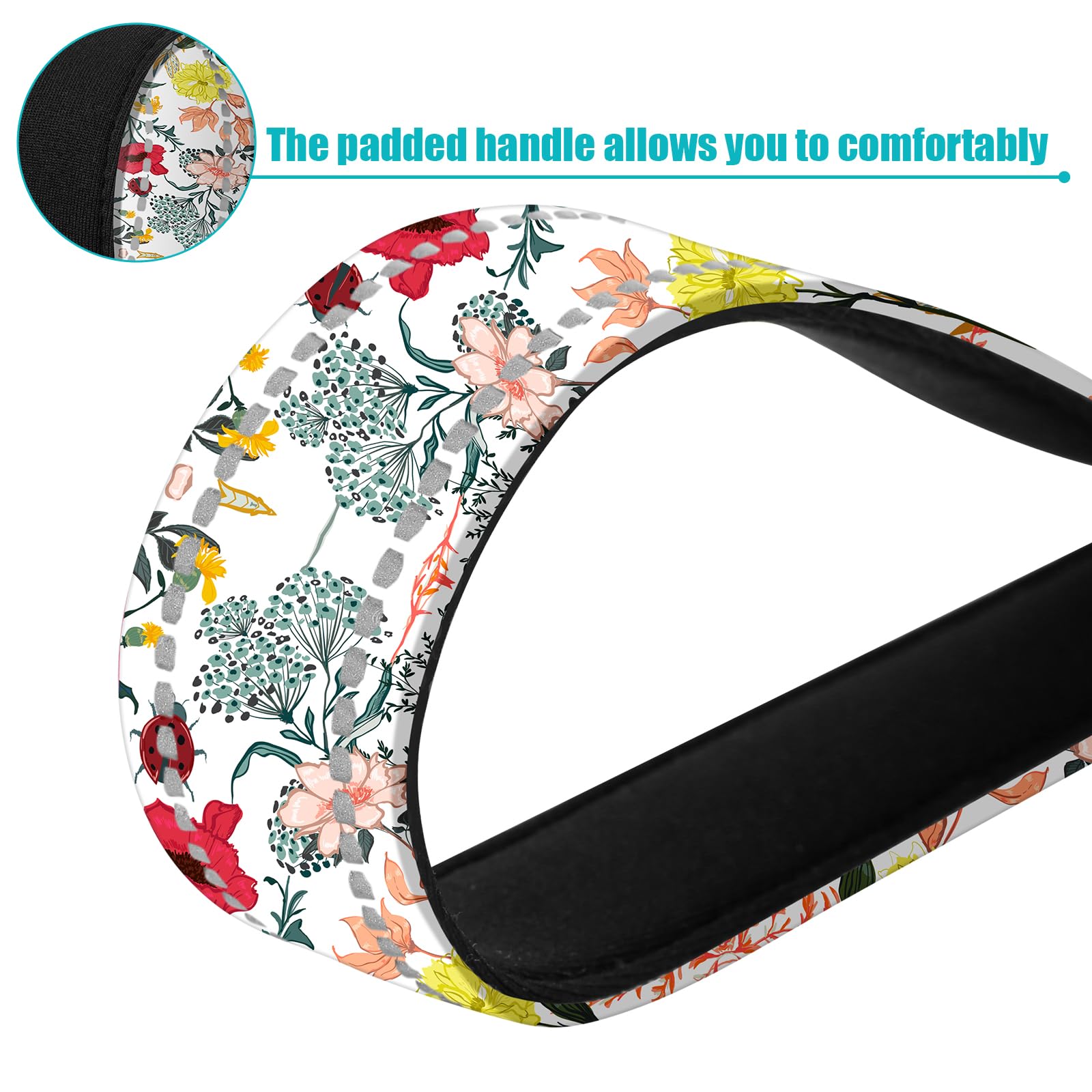 Short Dog Leash With Reflective Nylon Padded Handle - Ideal For Training And Control Of Large And Medium Dogs (White Flowers)