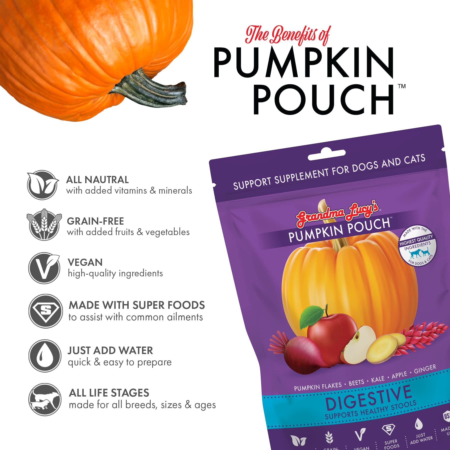 grandma lucys Pumpkin Pouch Digestive 6oz,Purple