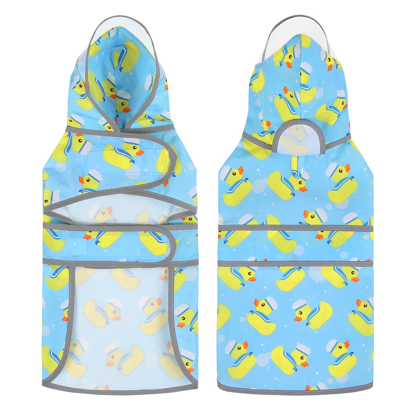 Hde Dog Raincoat With Clear Hood Rain Jacket Poncho For Small Medium Large Dogs Sailor Ducks Blue - Xl