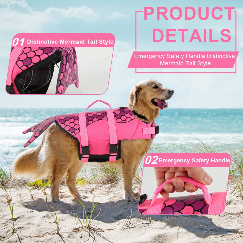 Emust Dog Life Vests, Dog Life Preserver For Swimming, Boat, Pool, Ripstop Pet Floating Vest With High Buoyancy And Lift Handle