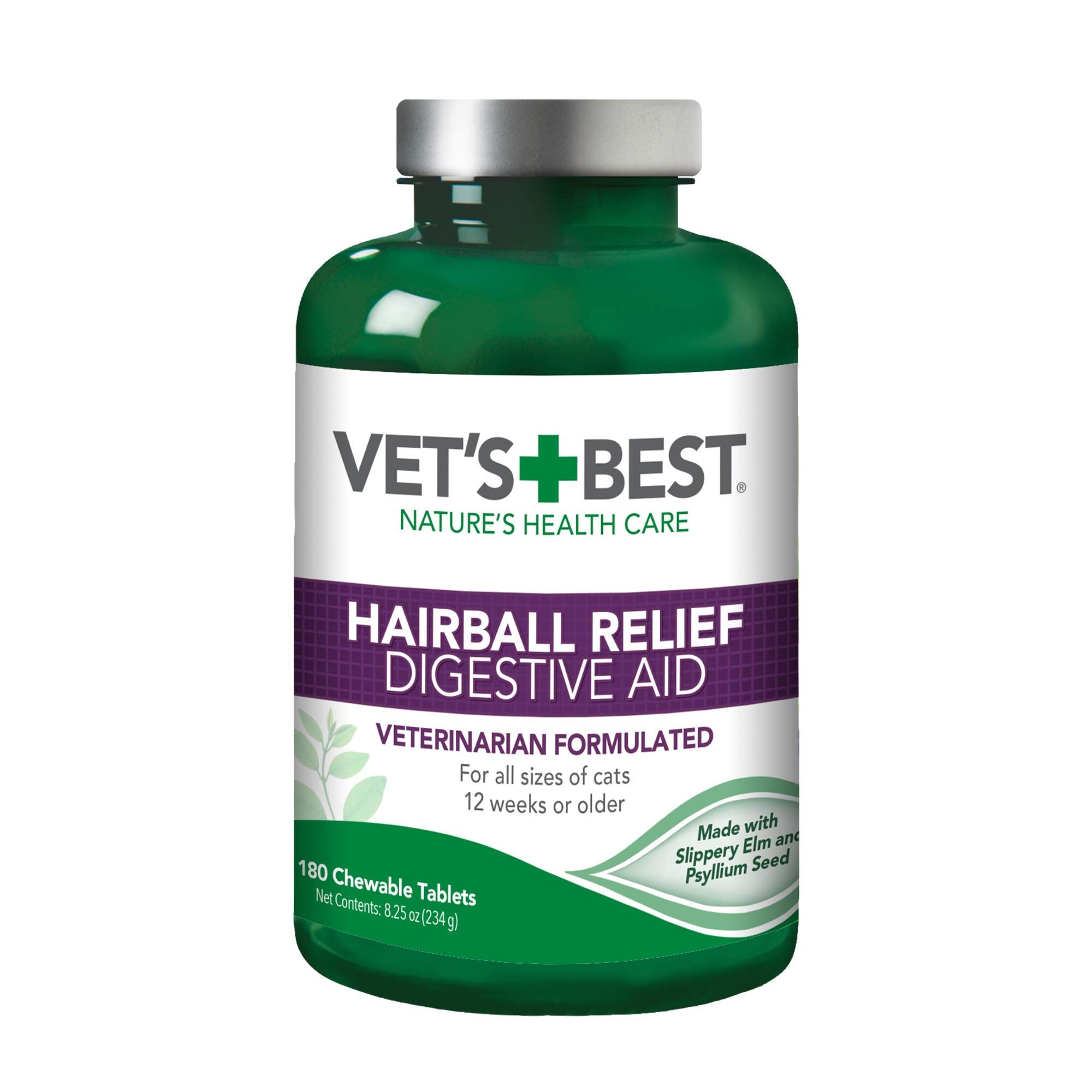 Vets Best Hairball Relief Tablets for Cats - Vet-Formulated Supplement for Hairball Control and Digestive Health - Extra Strengt