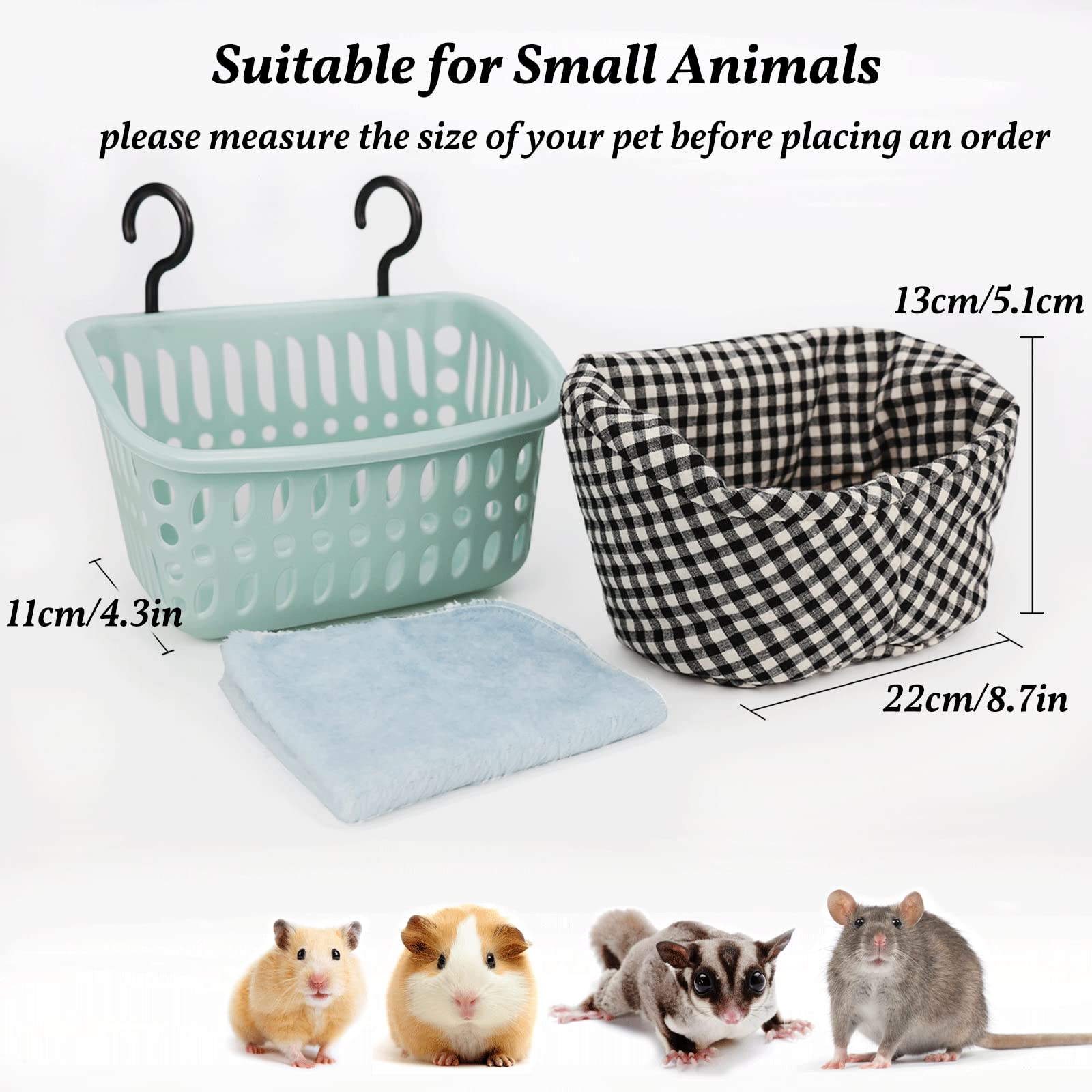 JWShang Rat Hammock Bed, Small Cotton Nest Mat for Hamsters & Sugar Gliders, Blue