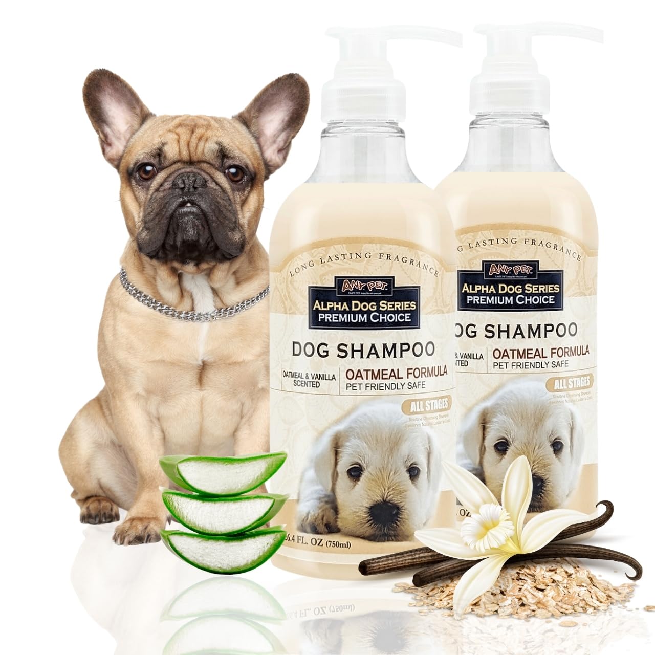 Alpha Dog Series All Natural Anti Itch Oatmeal Shampoo + Conditioner for Dogs | Hypoallergenic Soothing Relief for Dry, Itchy, B