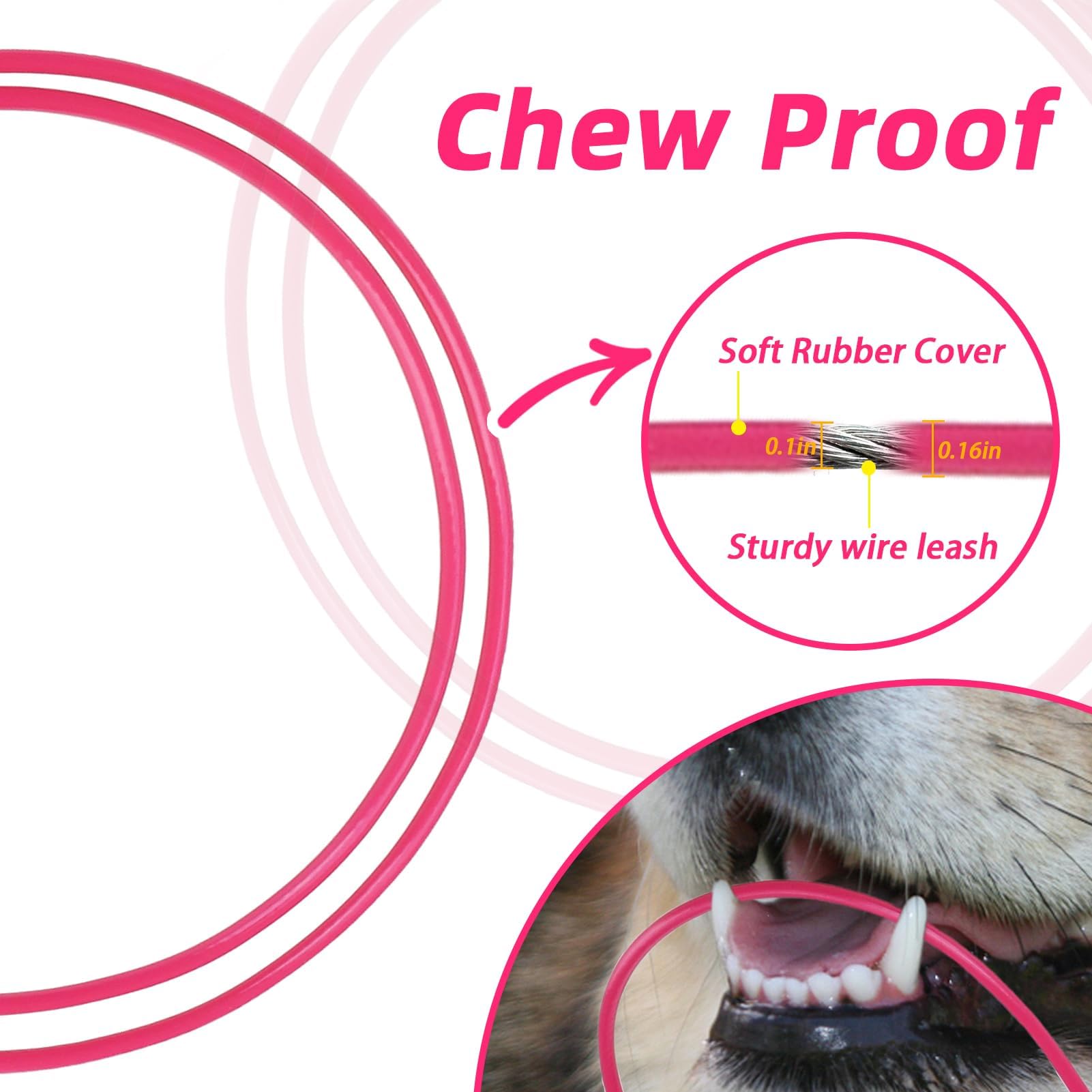 Pupteck Chew Proof Dog Leash For Small Medium Large Dogs, Heavy Duty Dog Leashes With Padded Handle, Steel Cable Lead With Detac