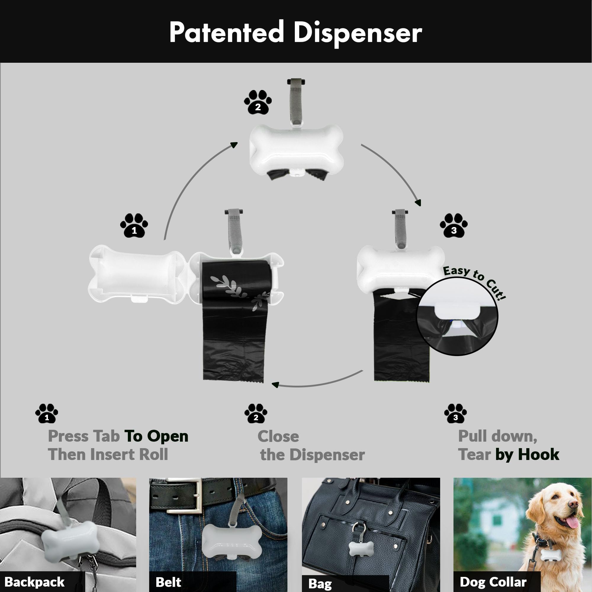 GORILLA SUPPLY Dog Poop Bags with Dispenser, 1000 Count, 9" x 13", Black, Plastic