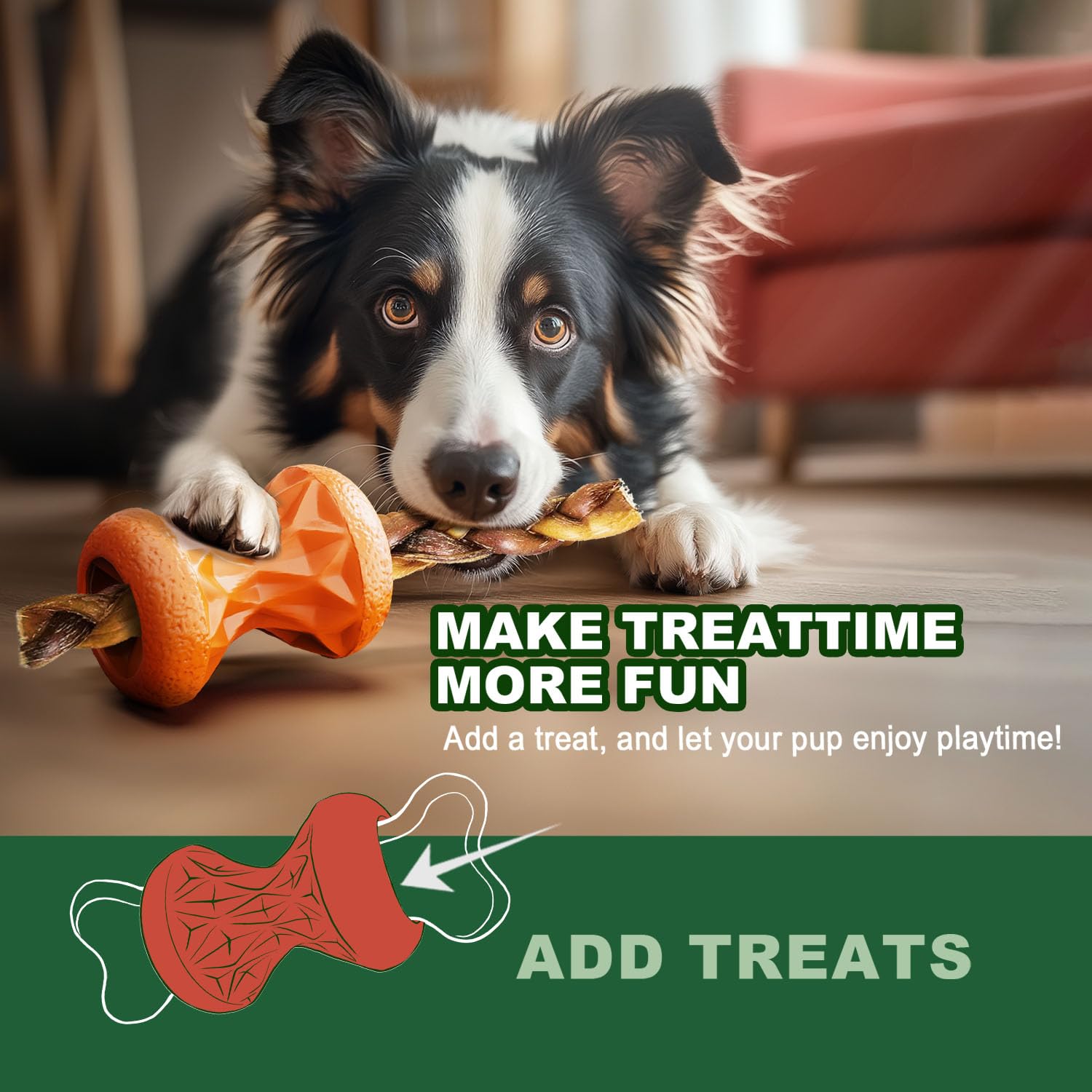 Doudele Rubber Dog Toys Treat Dispensing - Super Tough Treat Toys for Aggressive chewers Small, Medium and Large Dog Toys IQ Tra
